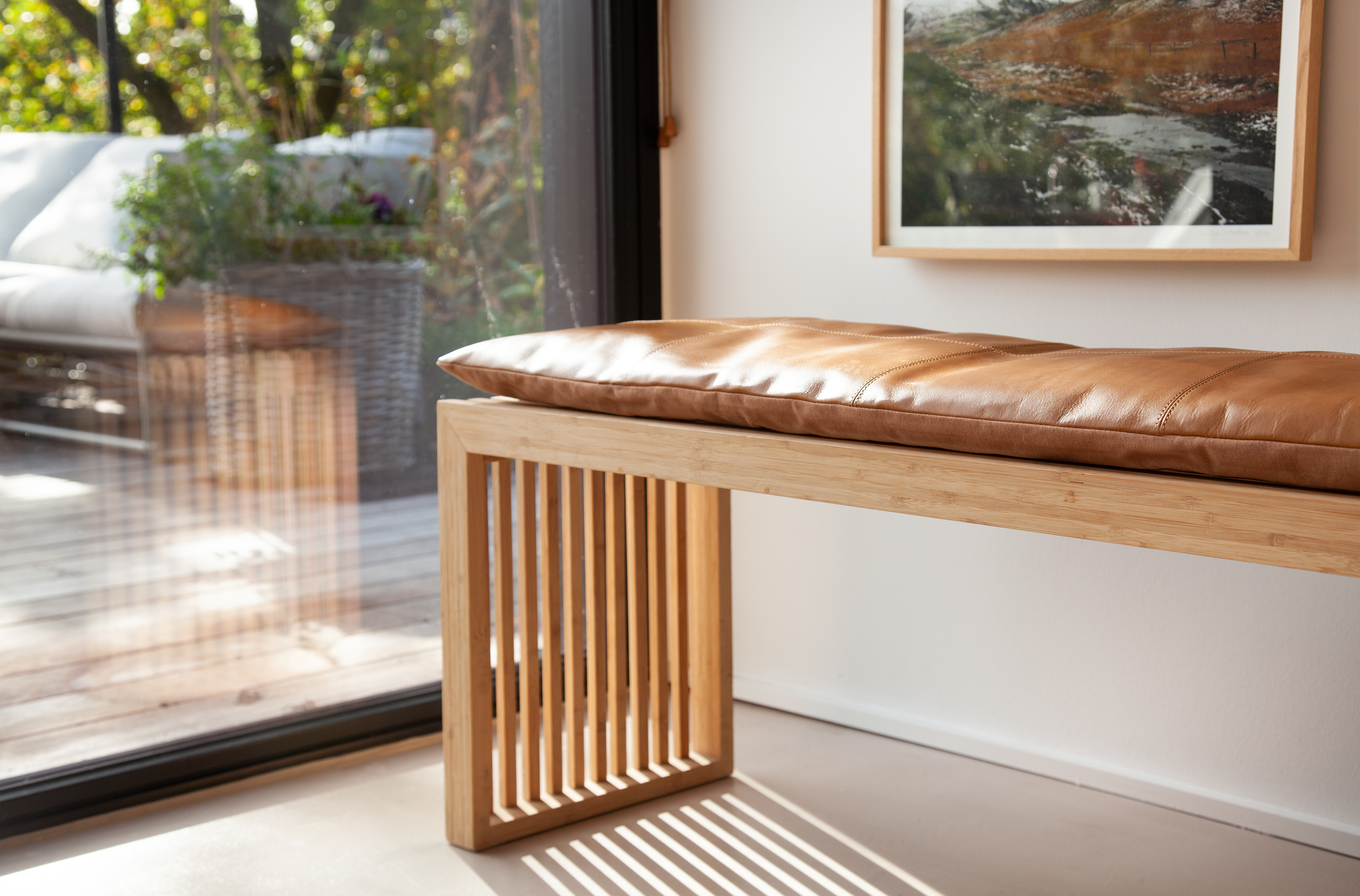 Cinas Sittdyna Bänk Läder Ljusbrun 73x35cm