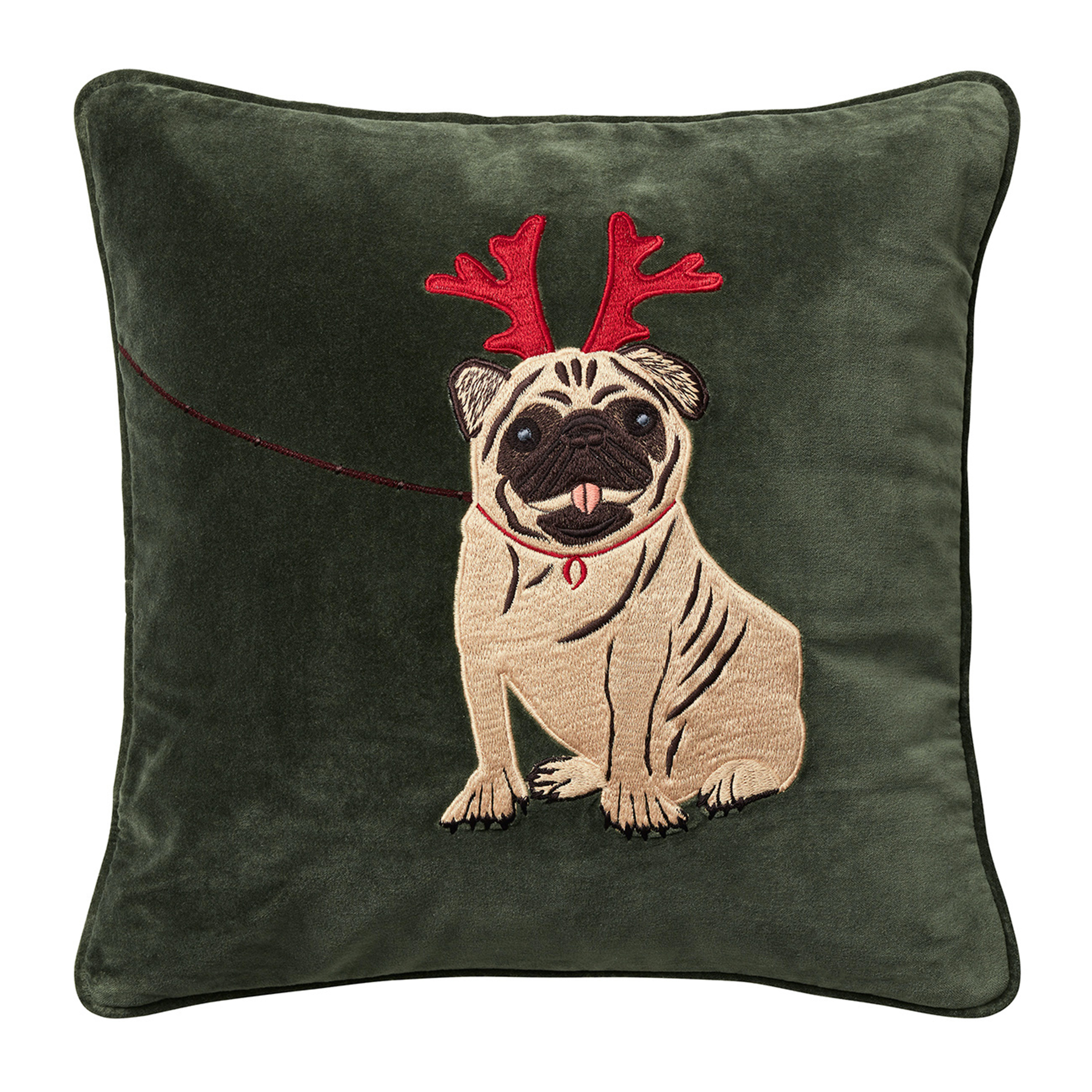 Holiday Dog Kuddfodral Velvet Forest Green 50x50