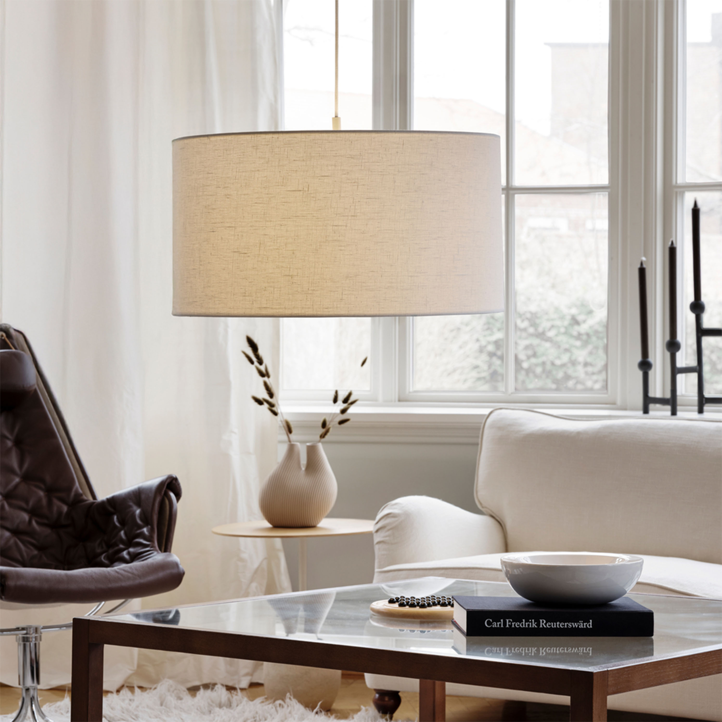 Belid Soft Taklampa Linne Vit/Sand Ø60