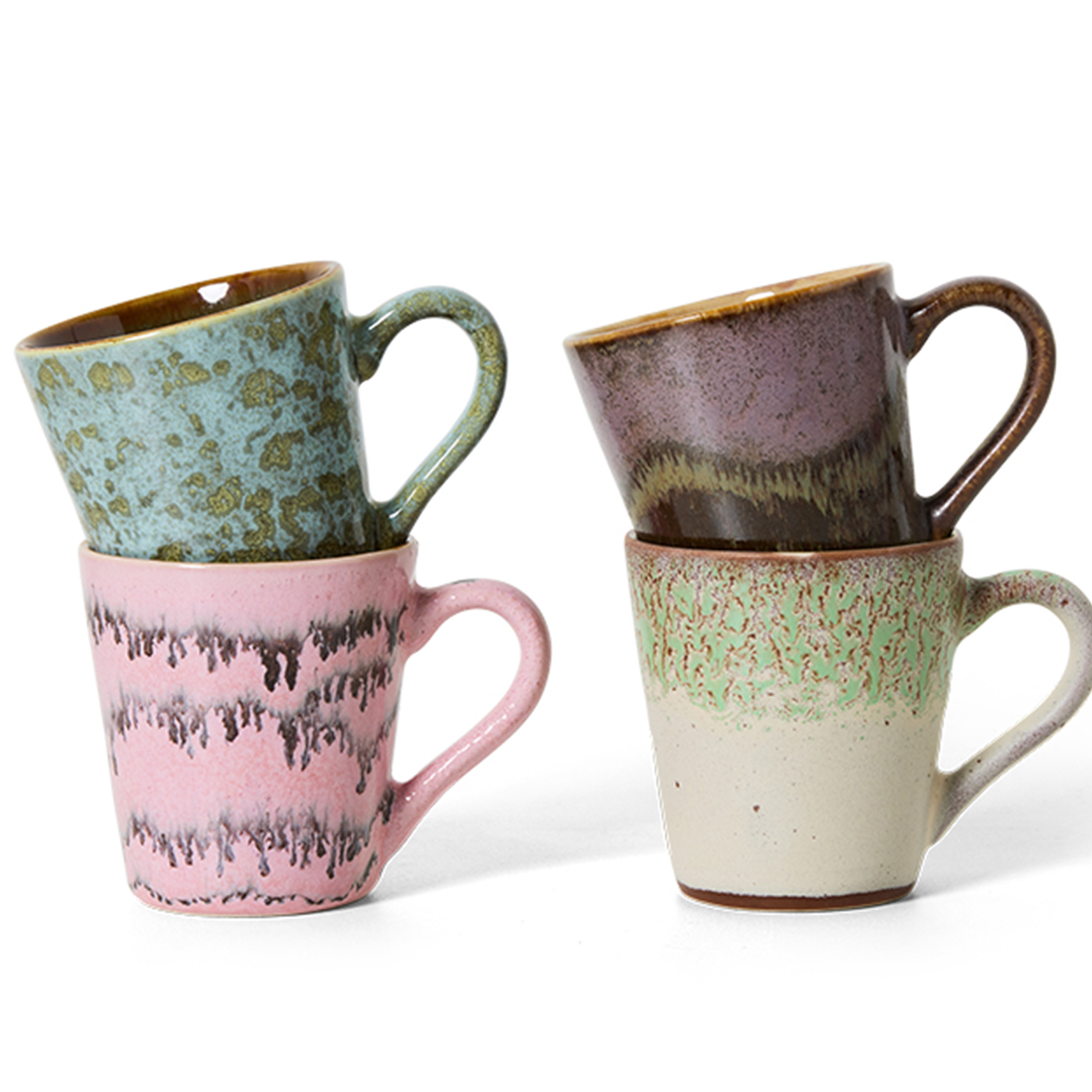 70s Ceramics Espressokopp Brutalism 4-pack