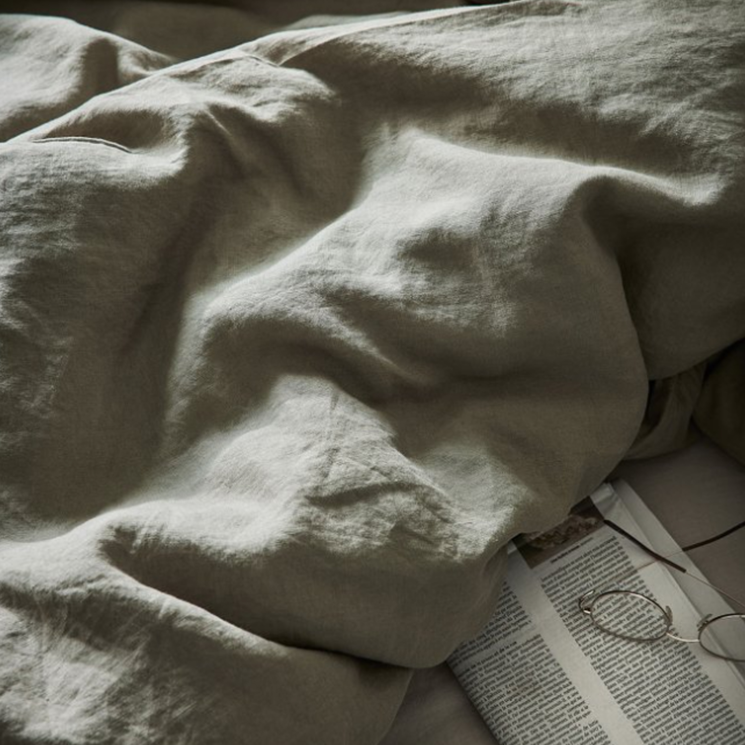 Tell me more Påslakan Linne Olive Enkel