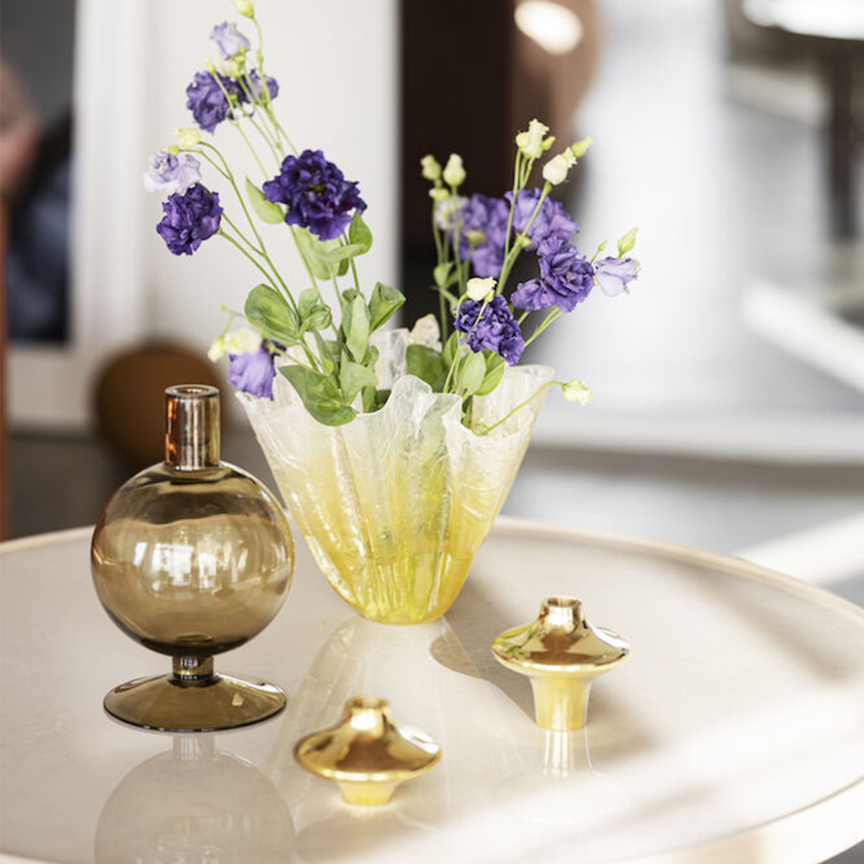 Rowico Home Marsden Soffbord Beige/Vitpigmenterad Ø90