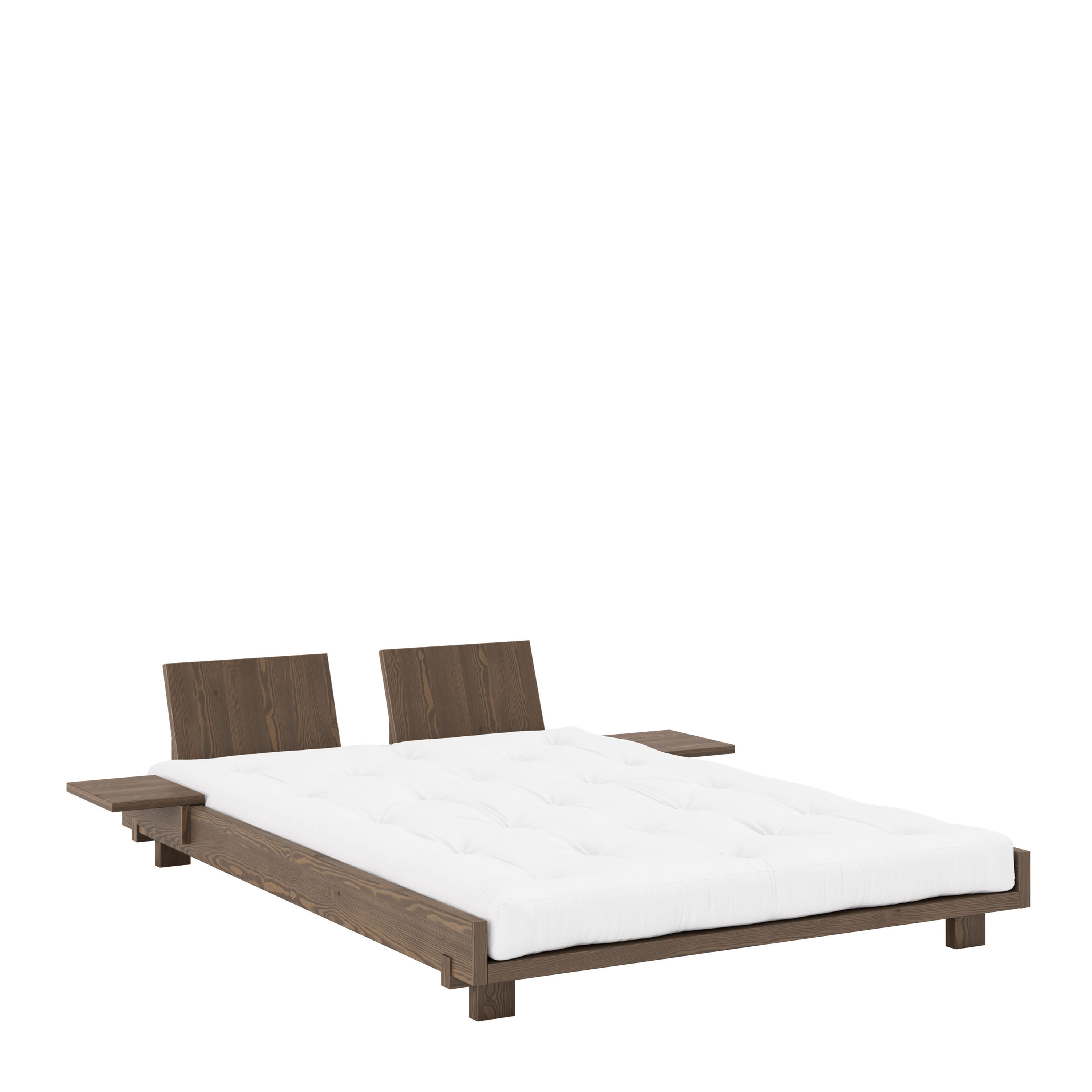 Karup Design Social Bettgestell Carob Brown 140 cm inkl. 2 Rückenlehnen/Beistelltische