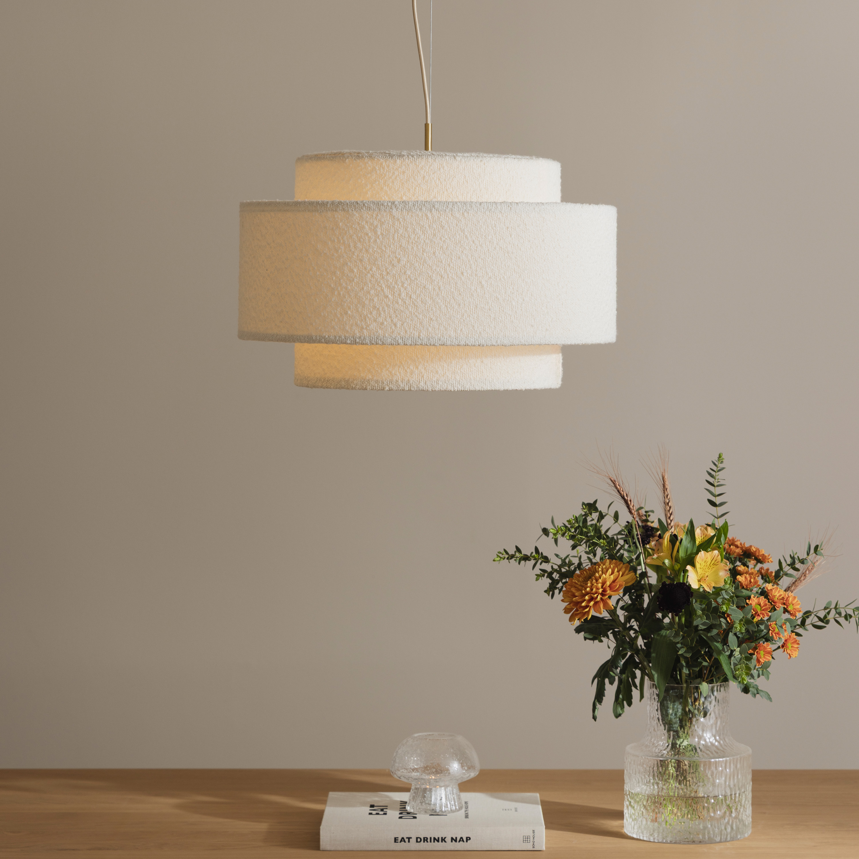 Globen Lighting Noah Kattovalaisin Bouclé Valkoinen 50cm