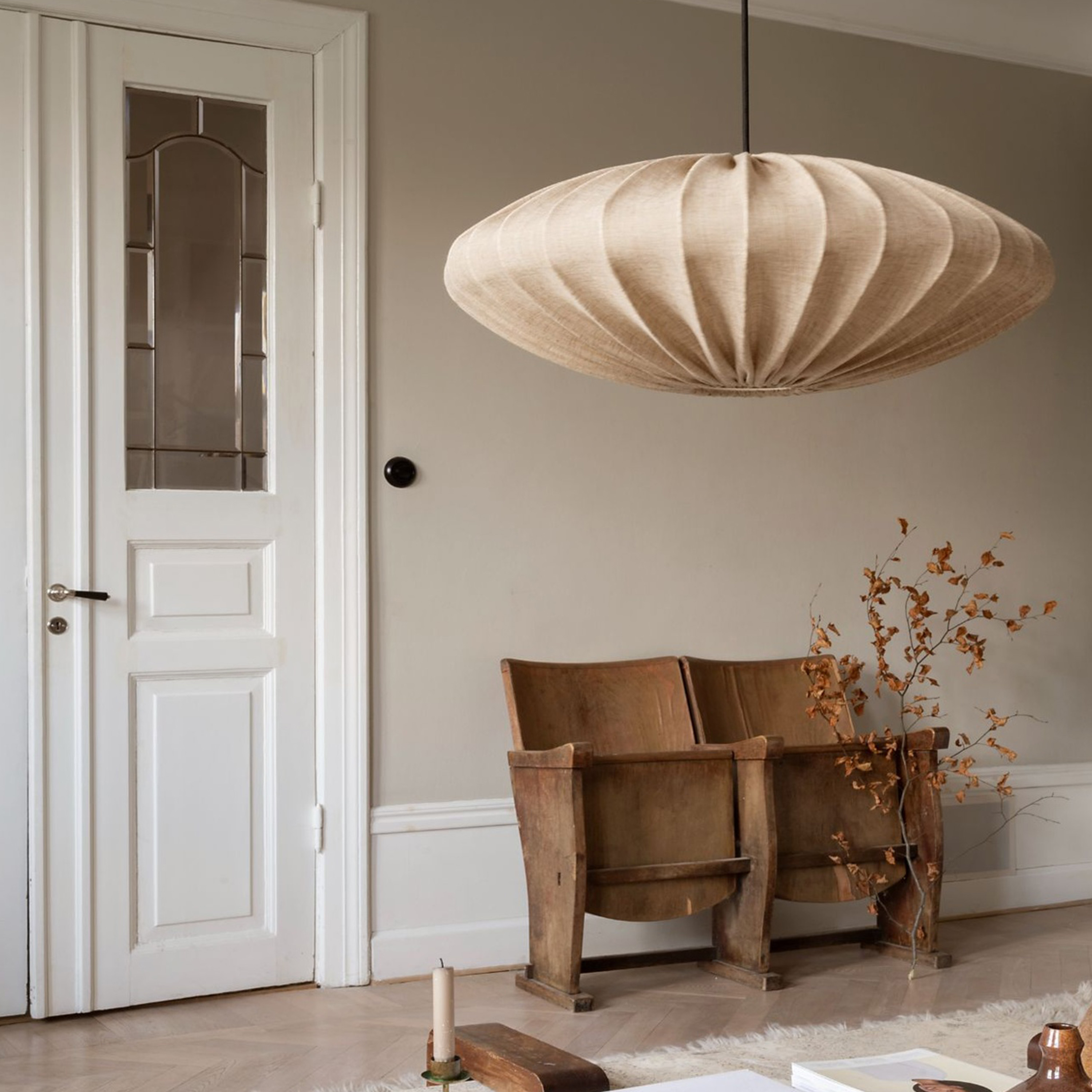 Watt &amp; Veke Ellipse Deckenleuchte Leinen Sand 65cm