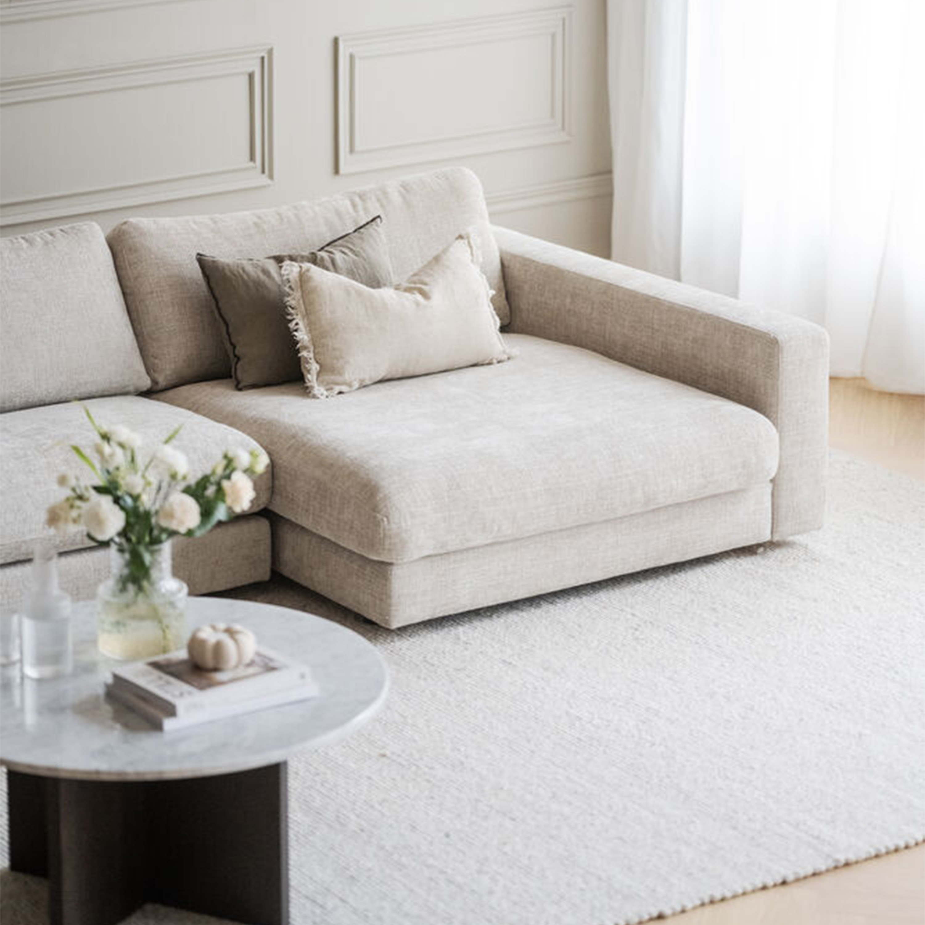 Rowico Home Duncan 1.5-sits Modul Schäslong Höger Ljusgrå