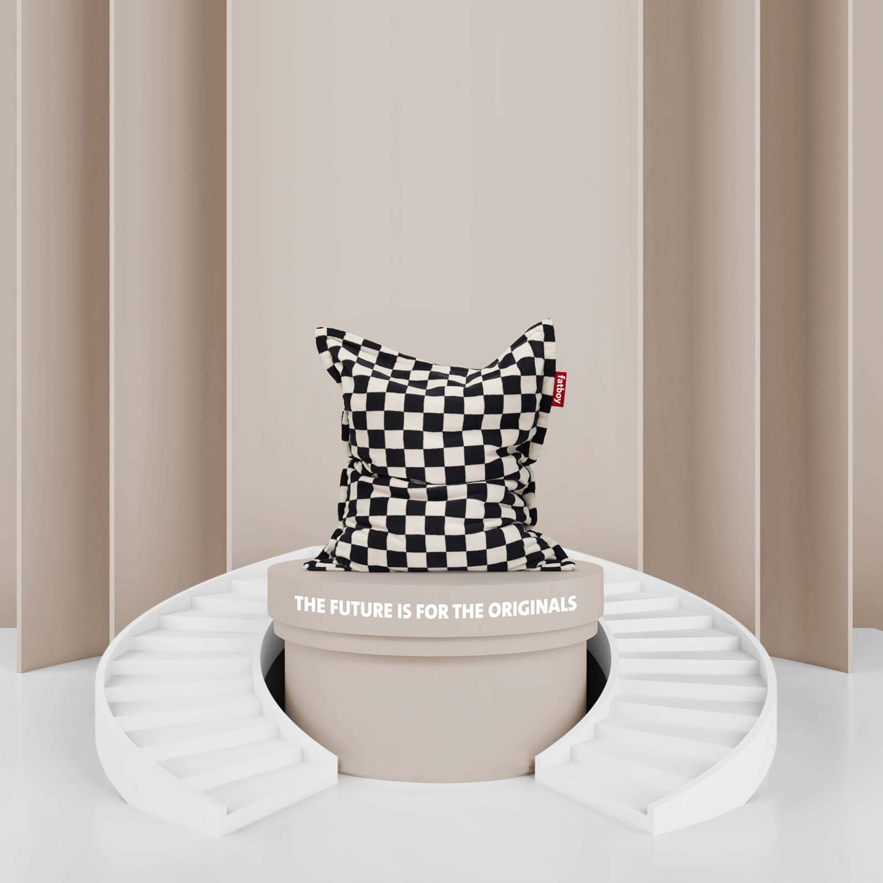 Fatboy Original Slim Teddy Chess Sittpuff Black Ecru