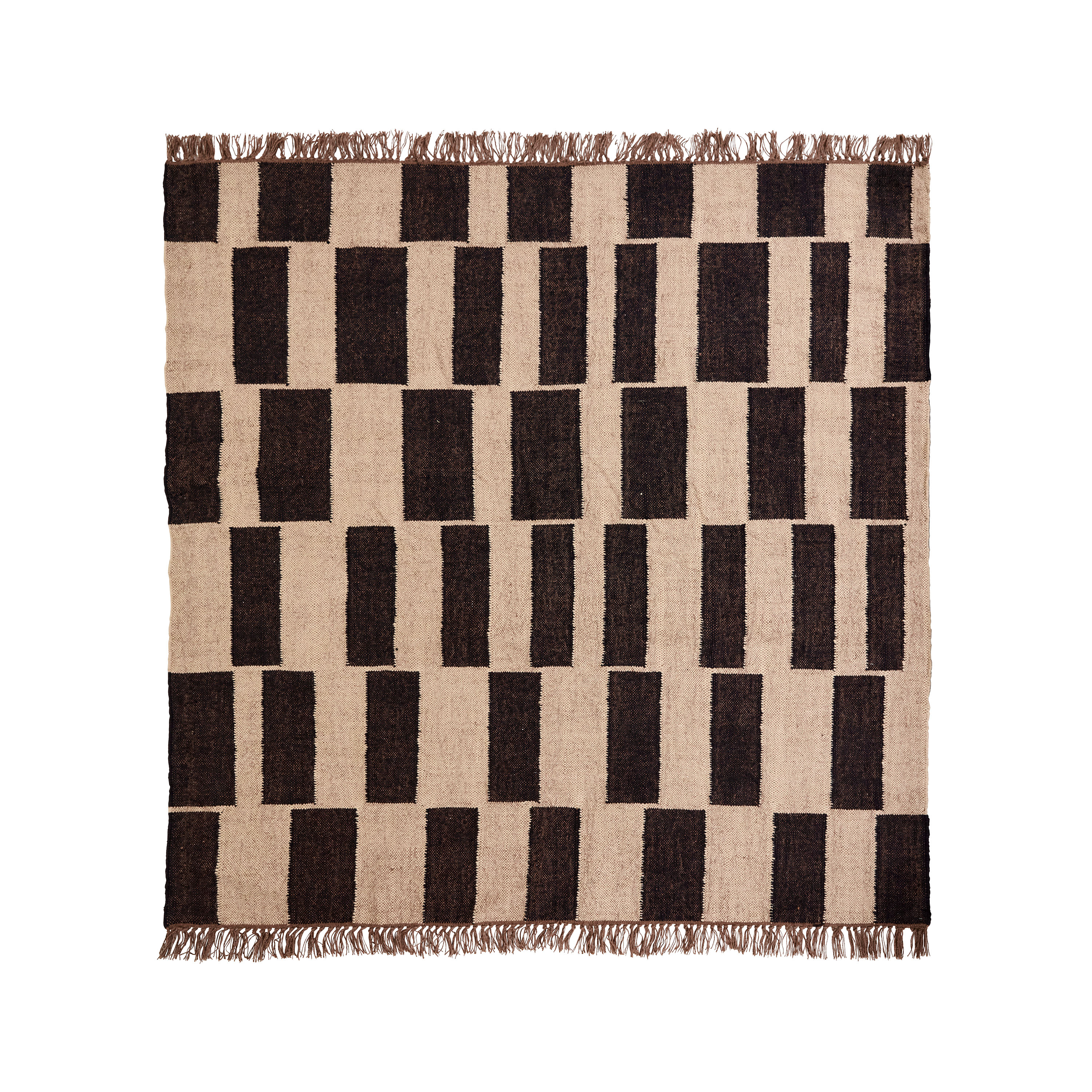 House Doctor - Graph Jutematte Svart/Natur 180x180 - Jute- & Sisaltepper