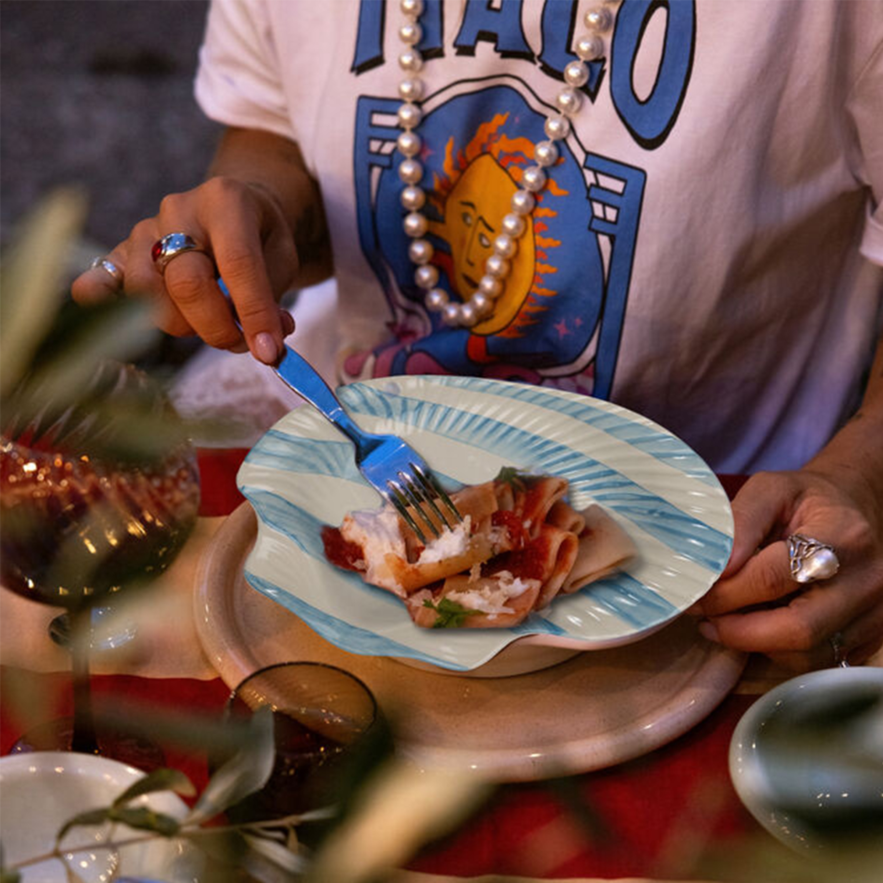 Byon Armona Tallrik Ljusblå/vit Ø23