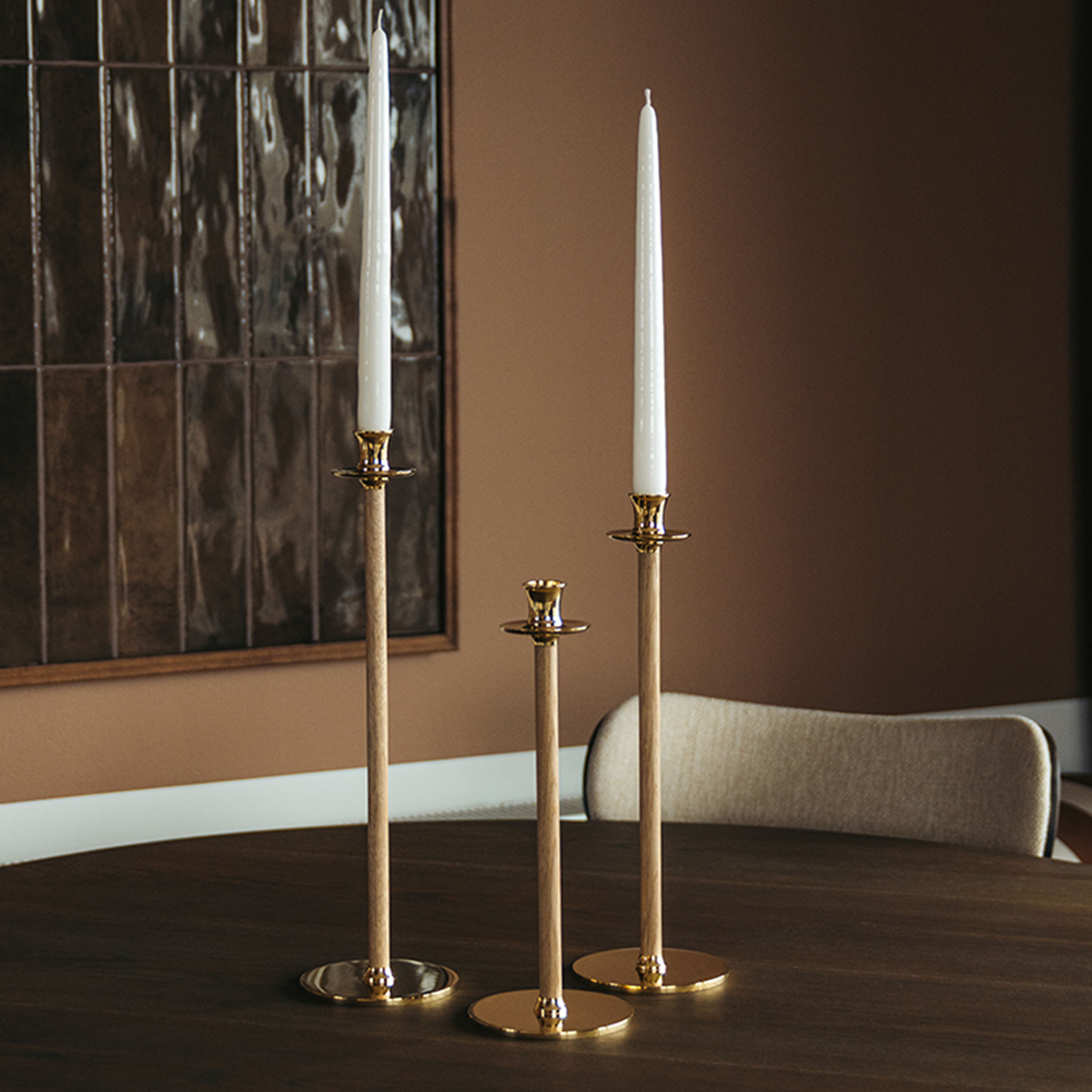 Hilke Collection Alto Basso Ljusstake Gold/White pigmented 40cm