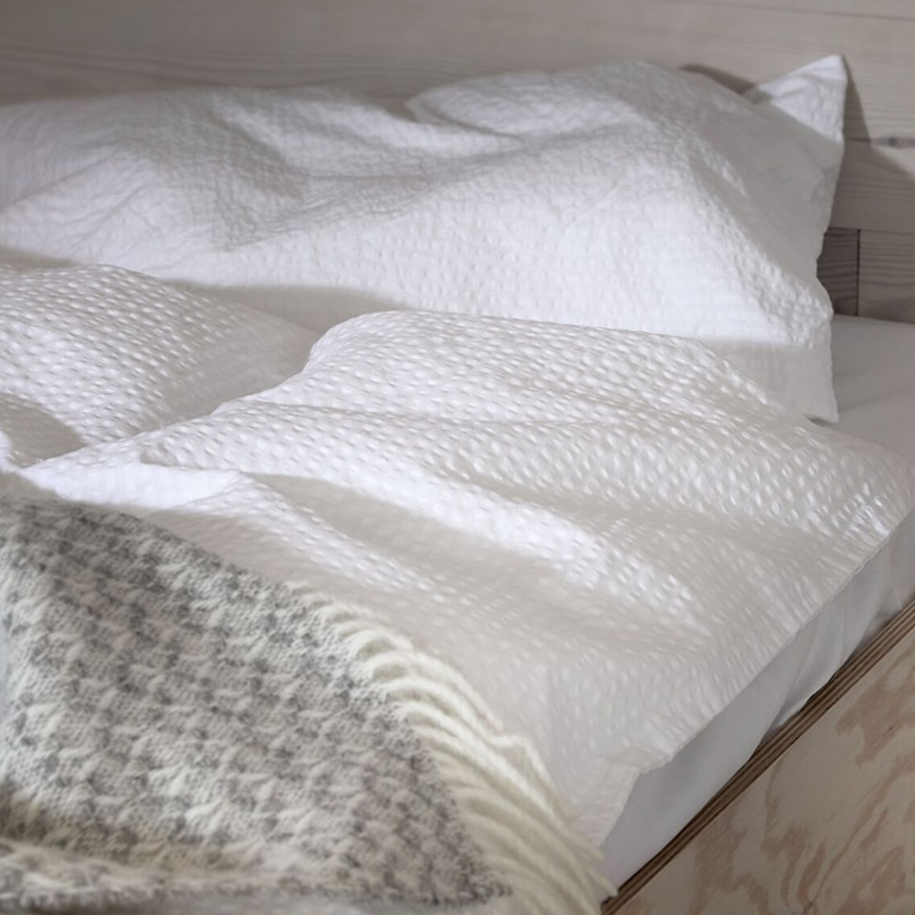 Høie Pure Pussilakanasetti Kreppi Valkoinen 220x220/50x60