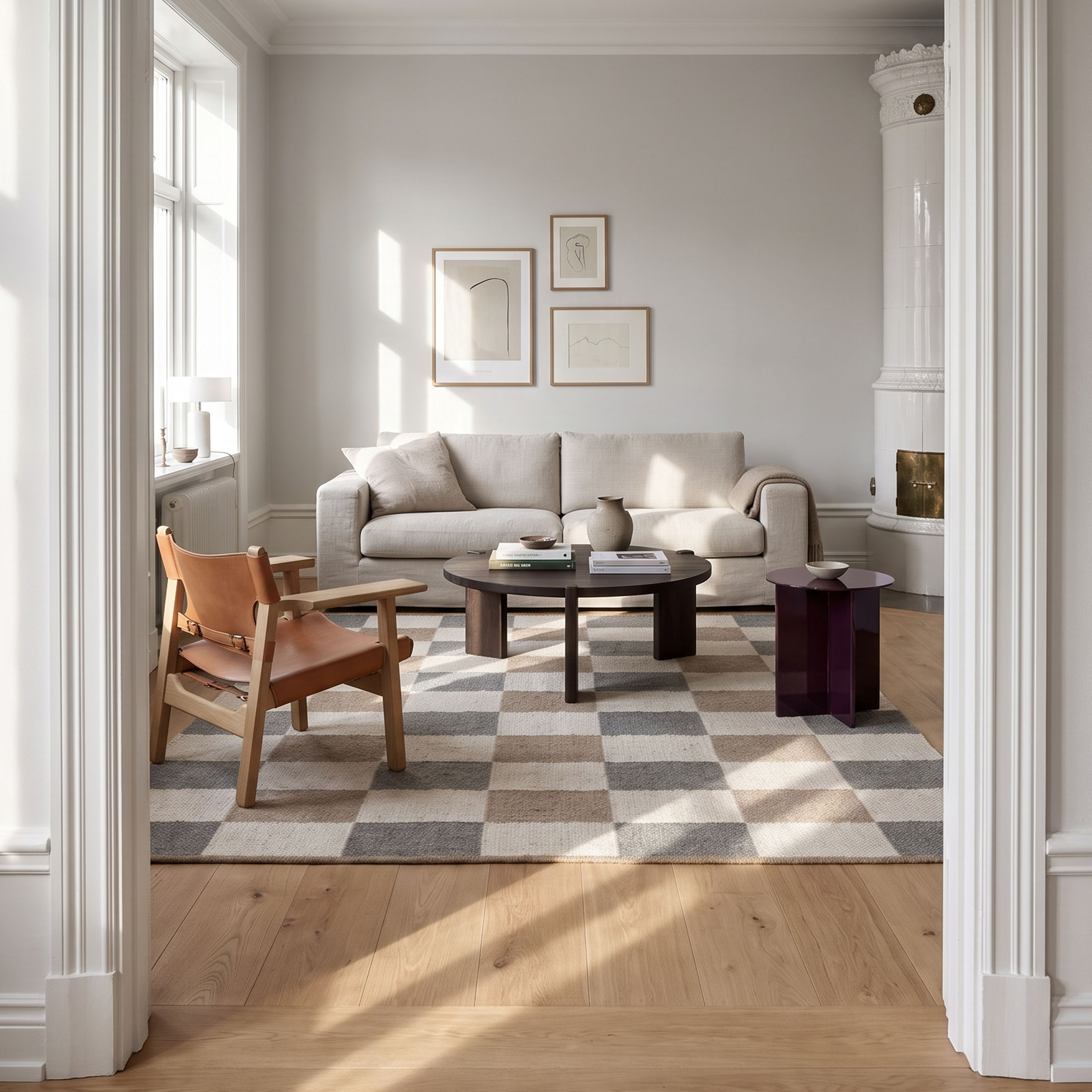 Classic Collection Checked Ullmatta Grey/Natural 170x230