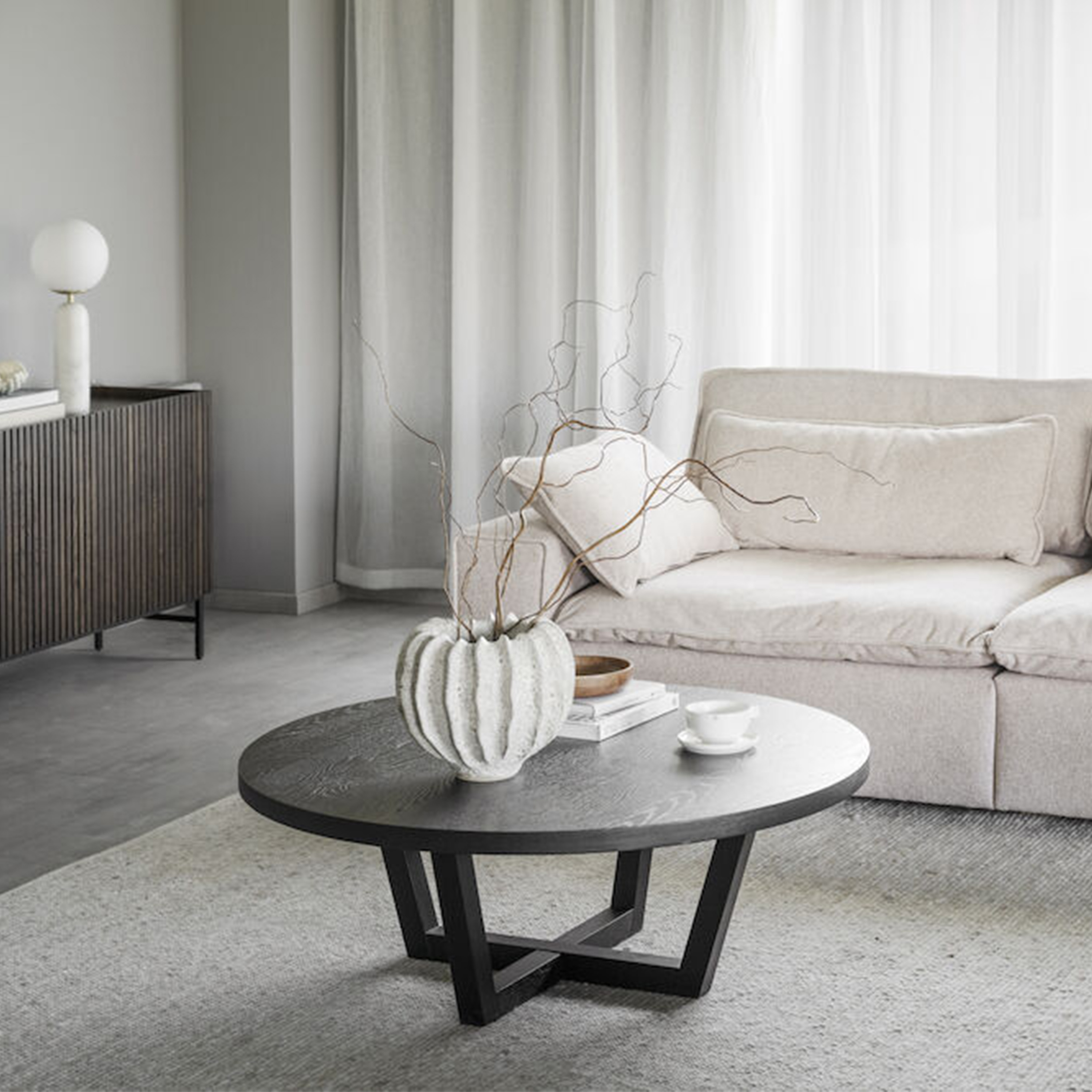 Rowico Home Boxford Couchtisch Schwarz Ø110