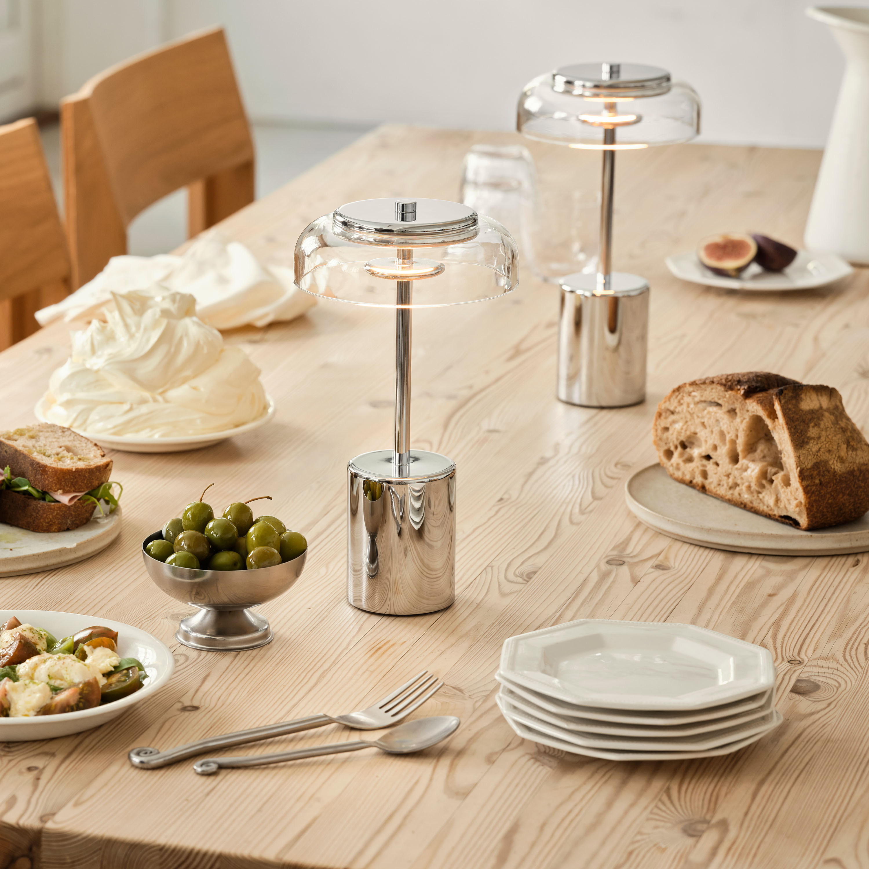 Nuura Blossi Mini Portabel Bordslampa Chrome/Clear