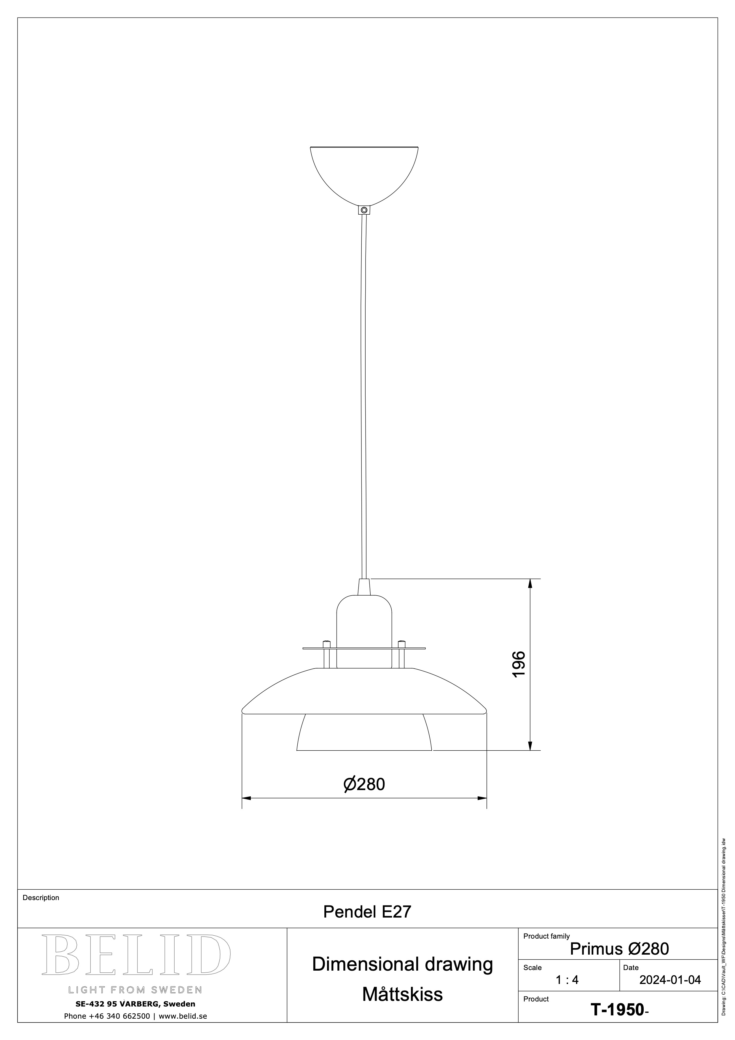 Belid Primus IV Pendelleuchte Sand/Messing Ø28