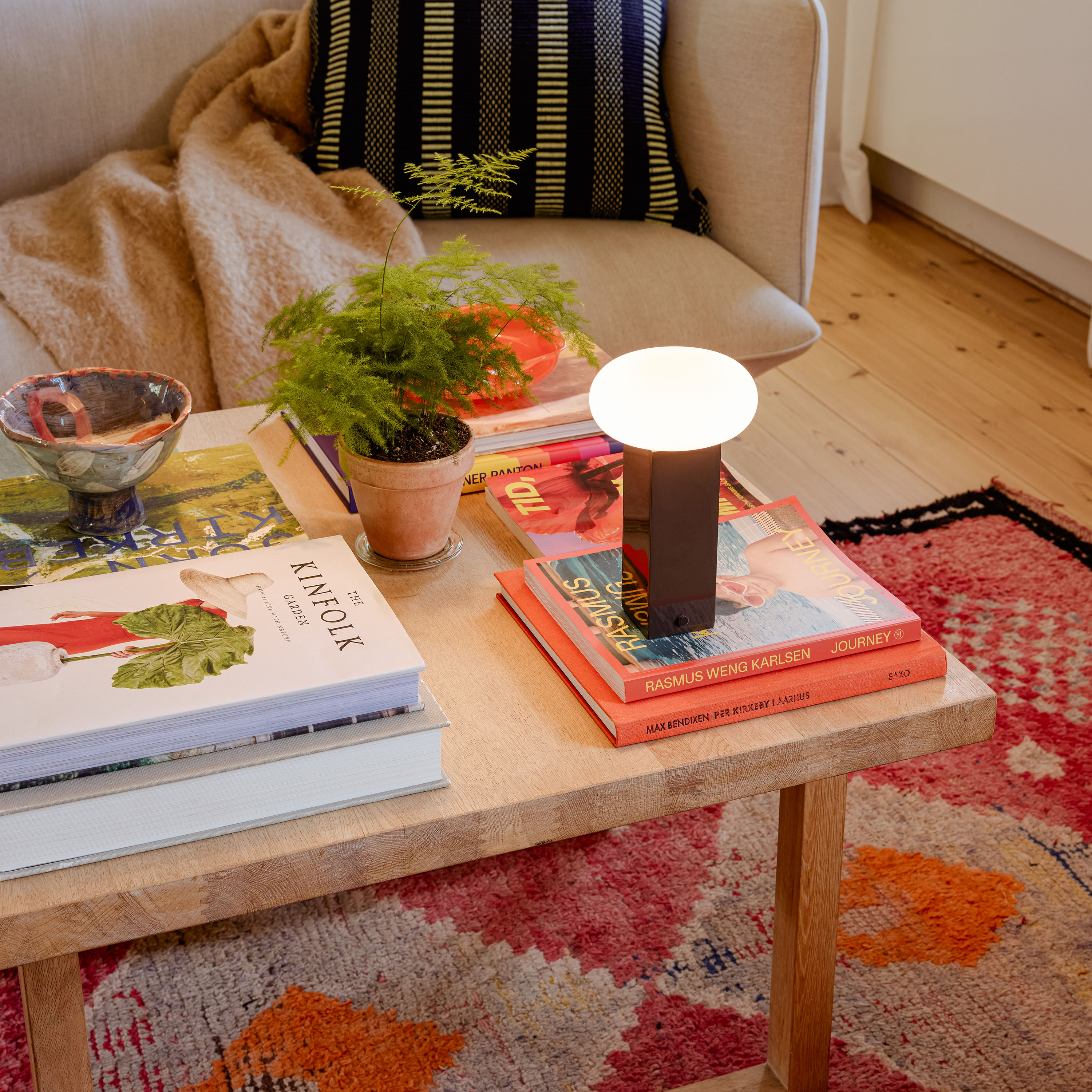 Hübsch Low Bærbar Lampe Brown 20cm