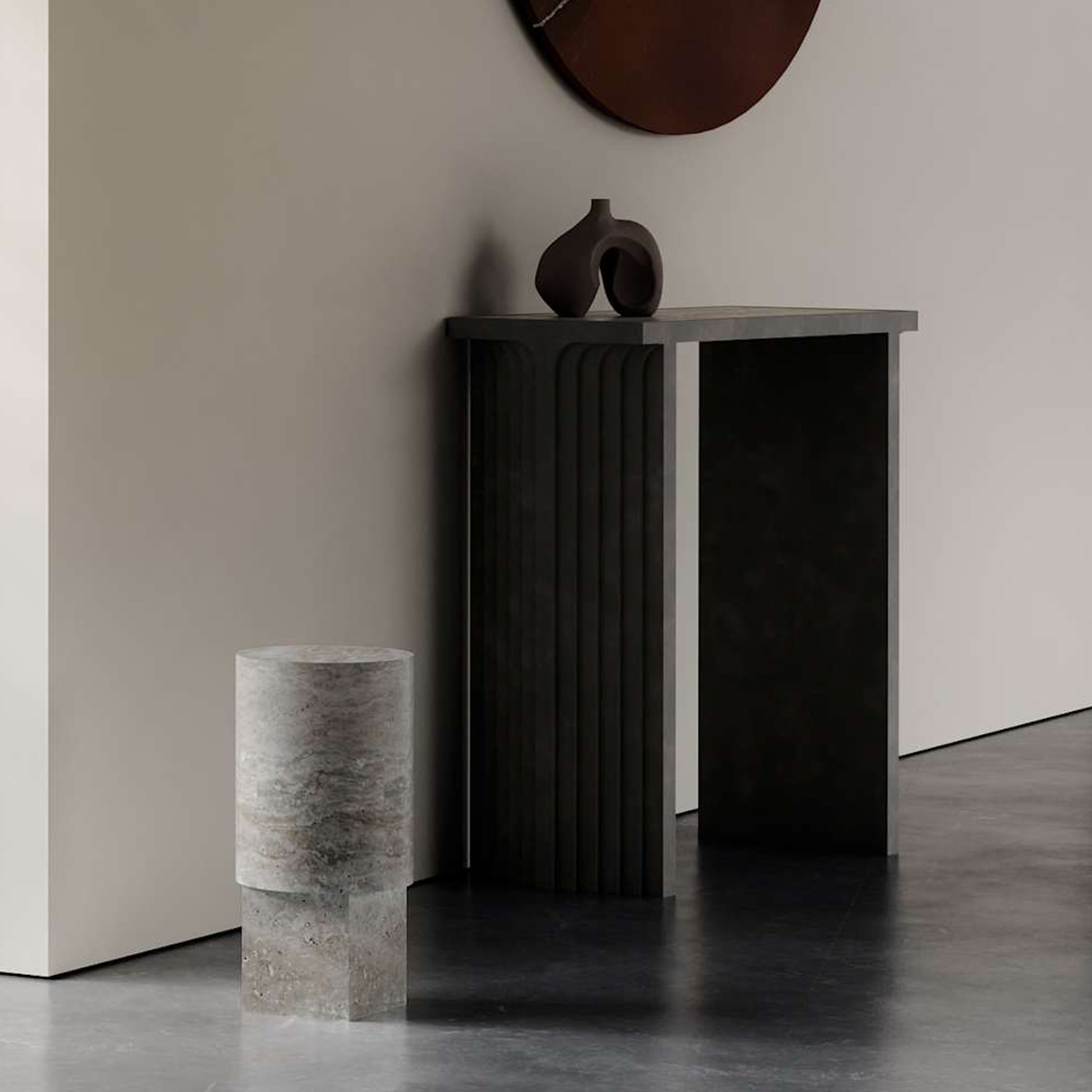 101 Copenhagen Column Pöytä Silver Travertine