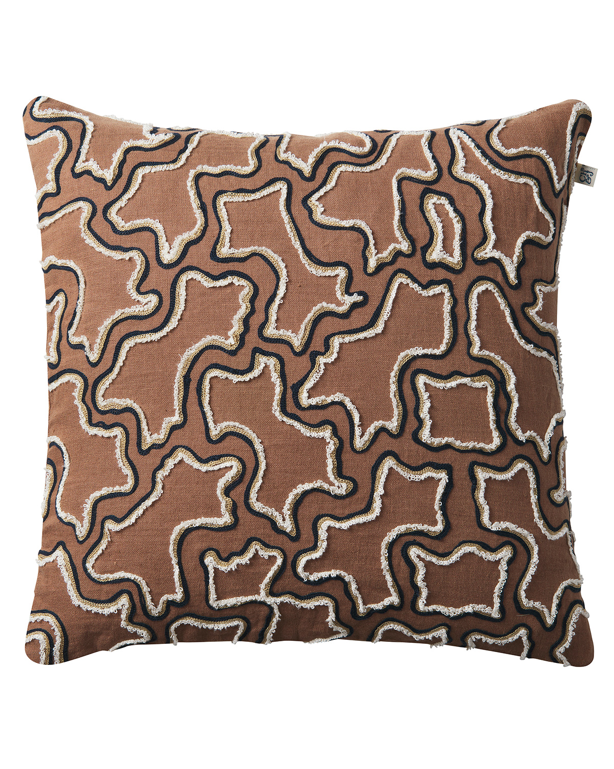Chhatwal & Jonsson - Kamal Kuddfodral Linne Cognac/Sea Blue/Sand/Off White 50x50 - Brun
