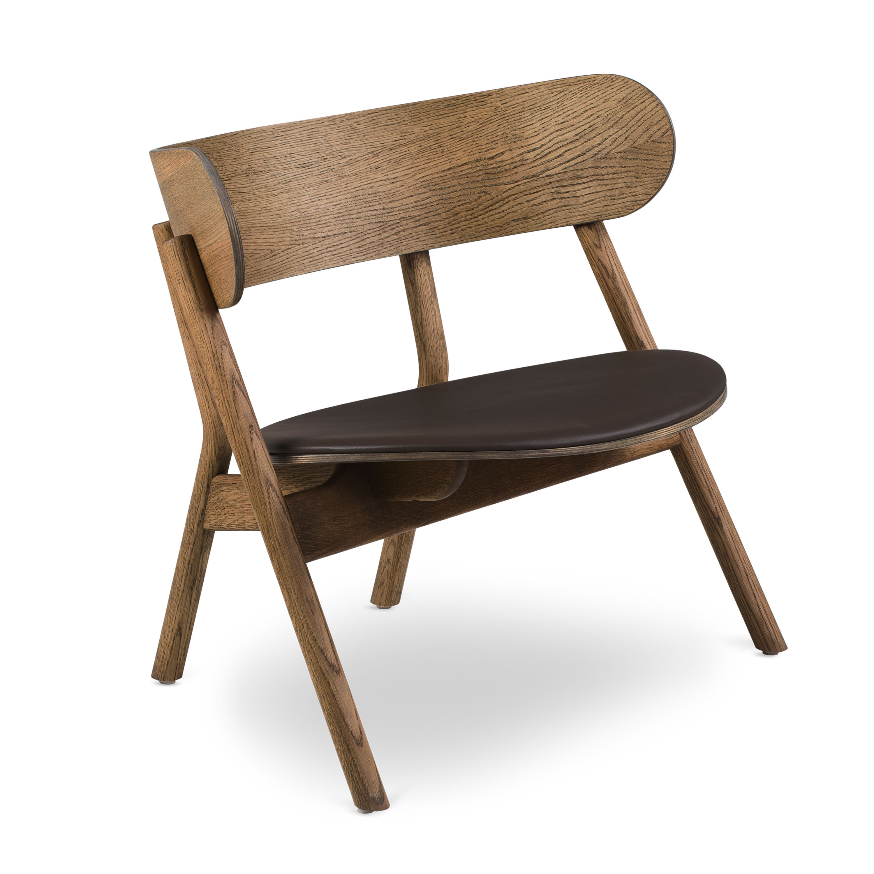 Oaki Loungestol Brown Leather/Smoked Oak
