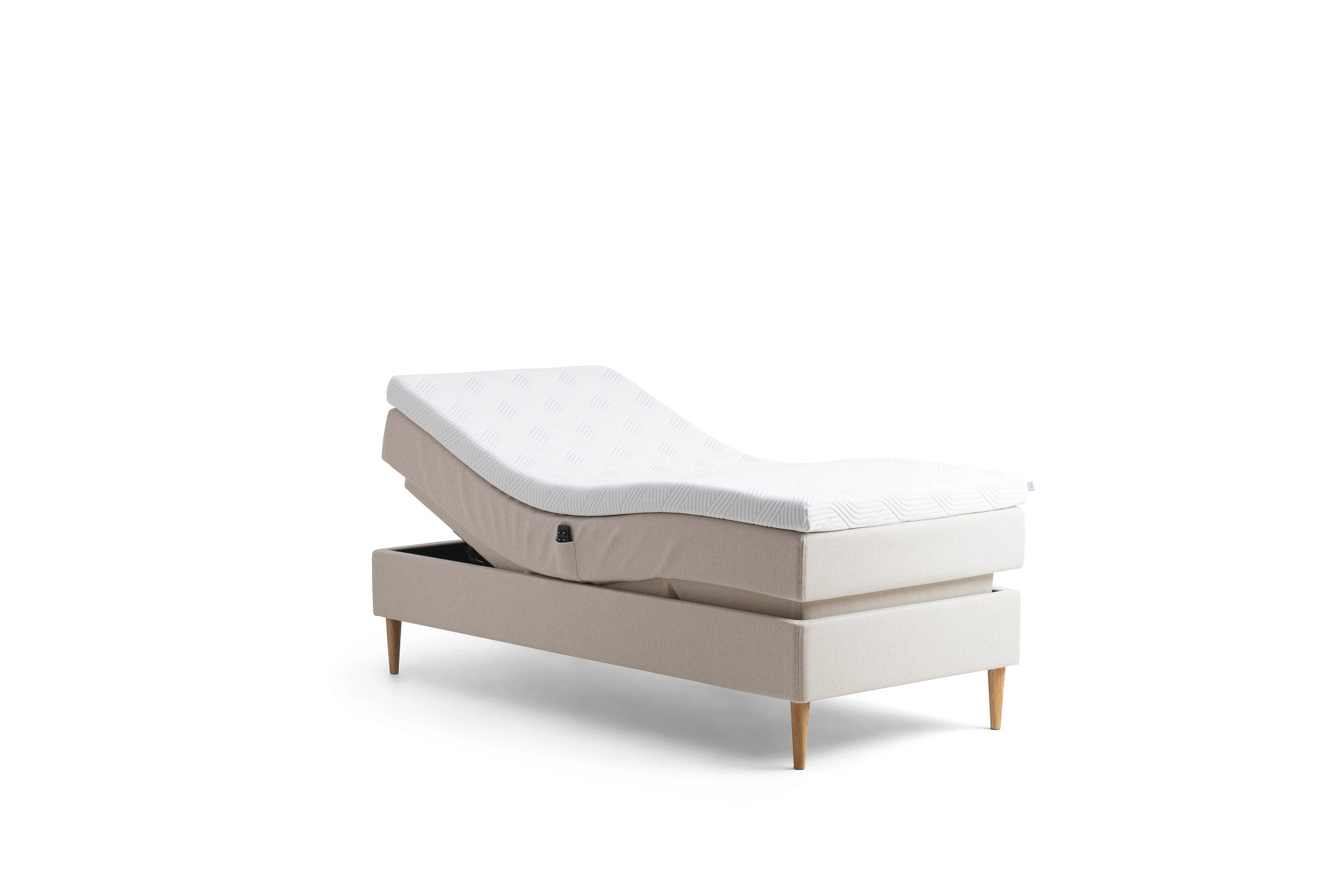 Tempur Promise Ställbar Säng Ivory 90x200 Pro Plus SmartCool 8cm Medium Metallben Krom 19cm