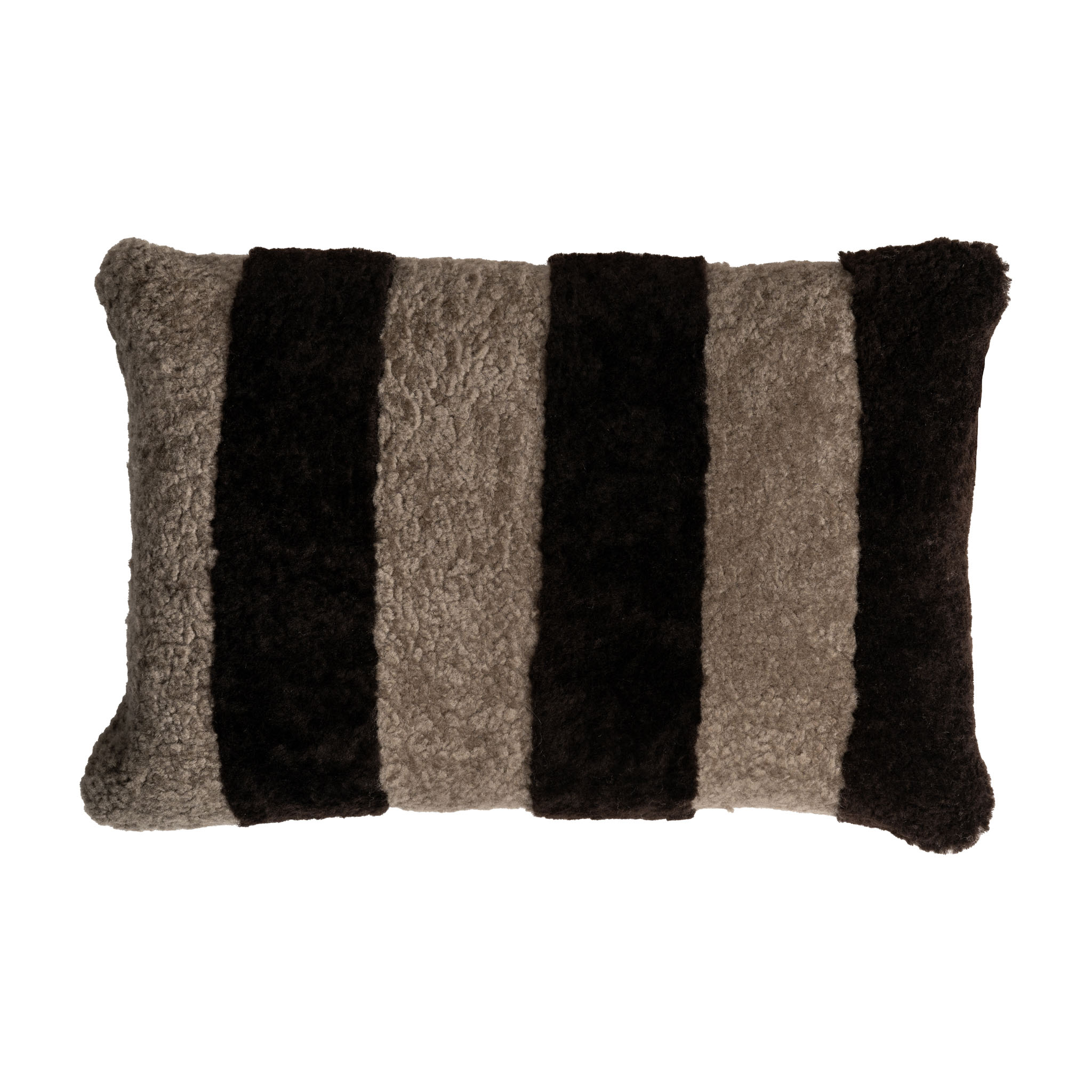 Rand Prydnadskudde Fårskinn Stone/Mörkbrun 40x60