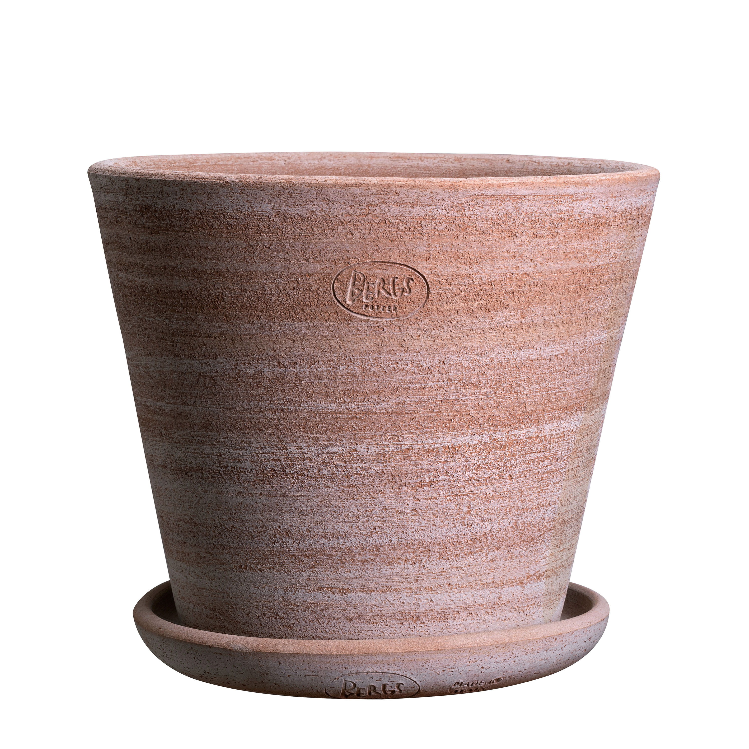 Bergs Potter - Julie Topf mit Untersetzer Raw Grau Terrakotta Ø45 - Töpfe