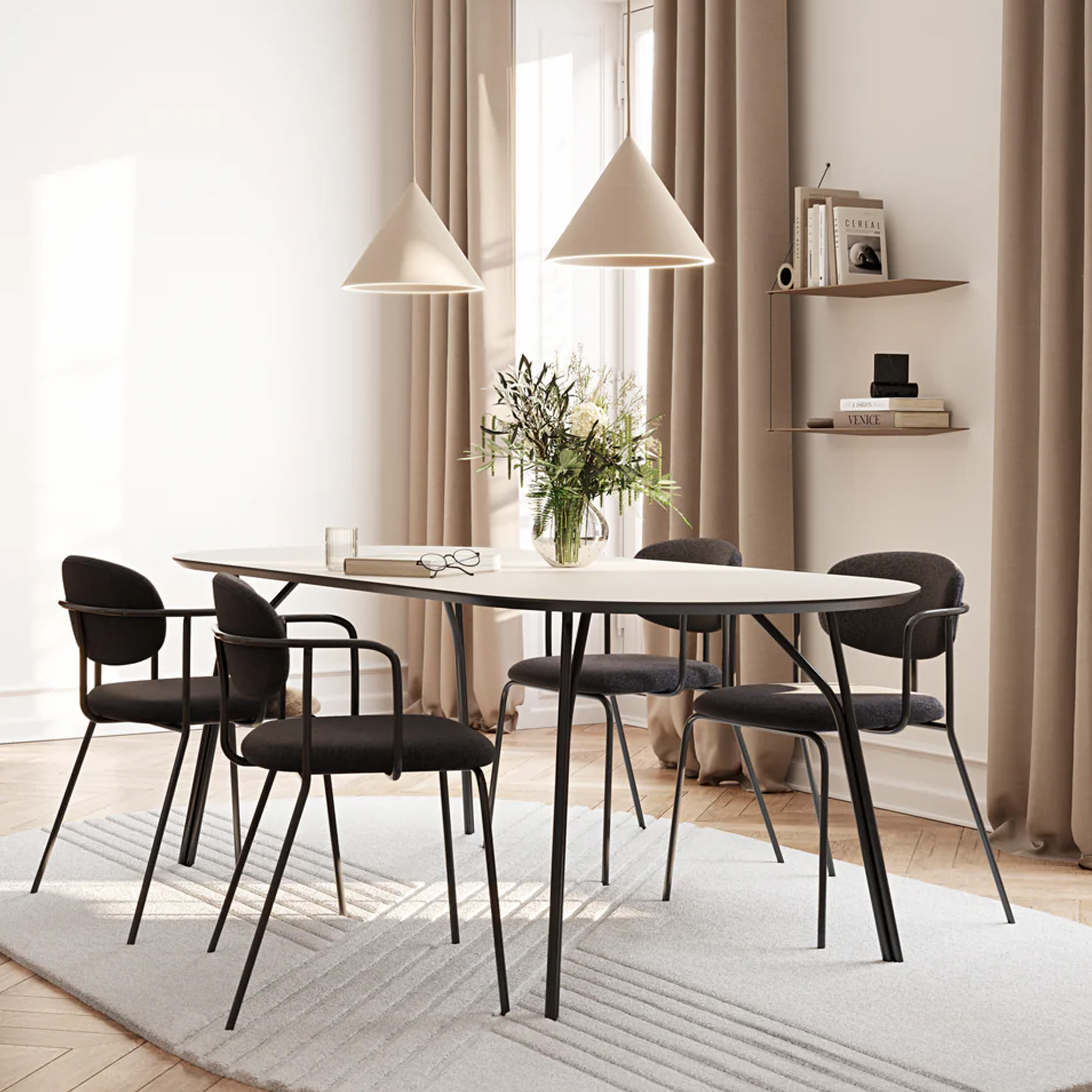 Woud Tree Spisebord Beige/Svart 220cm