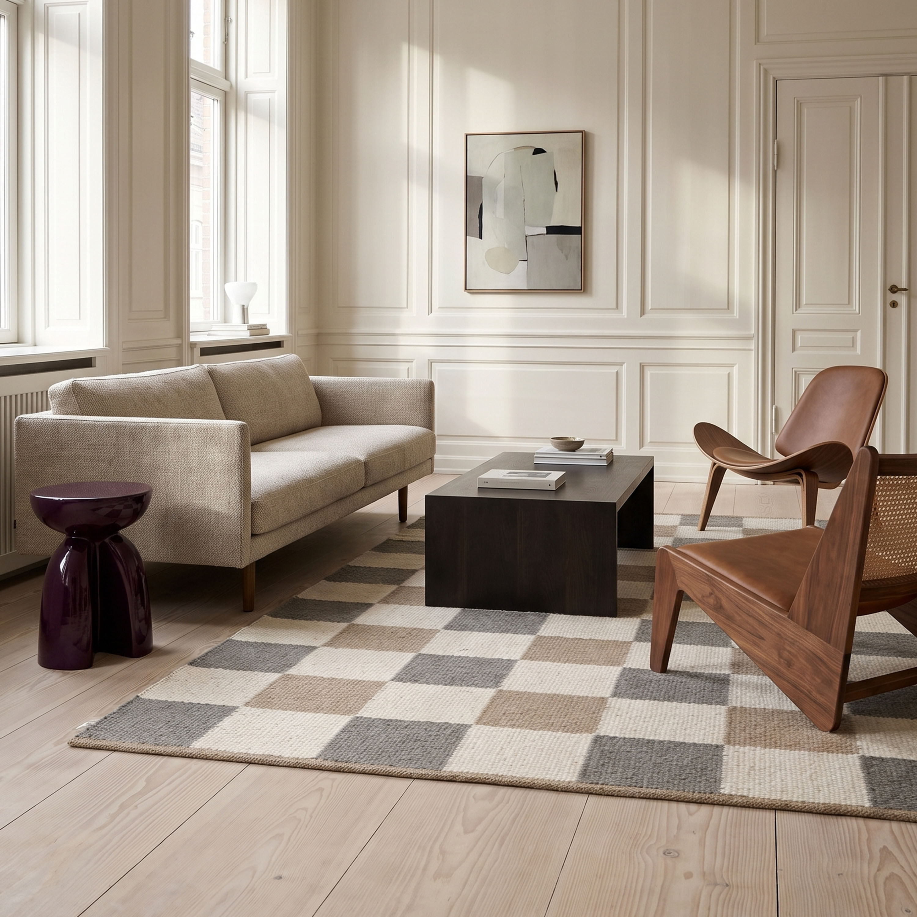 Classic Collection Checked Ullmatta Grey/Natural 170x230