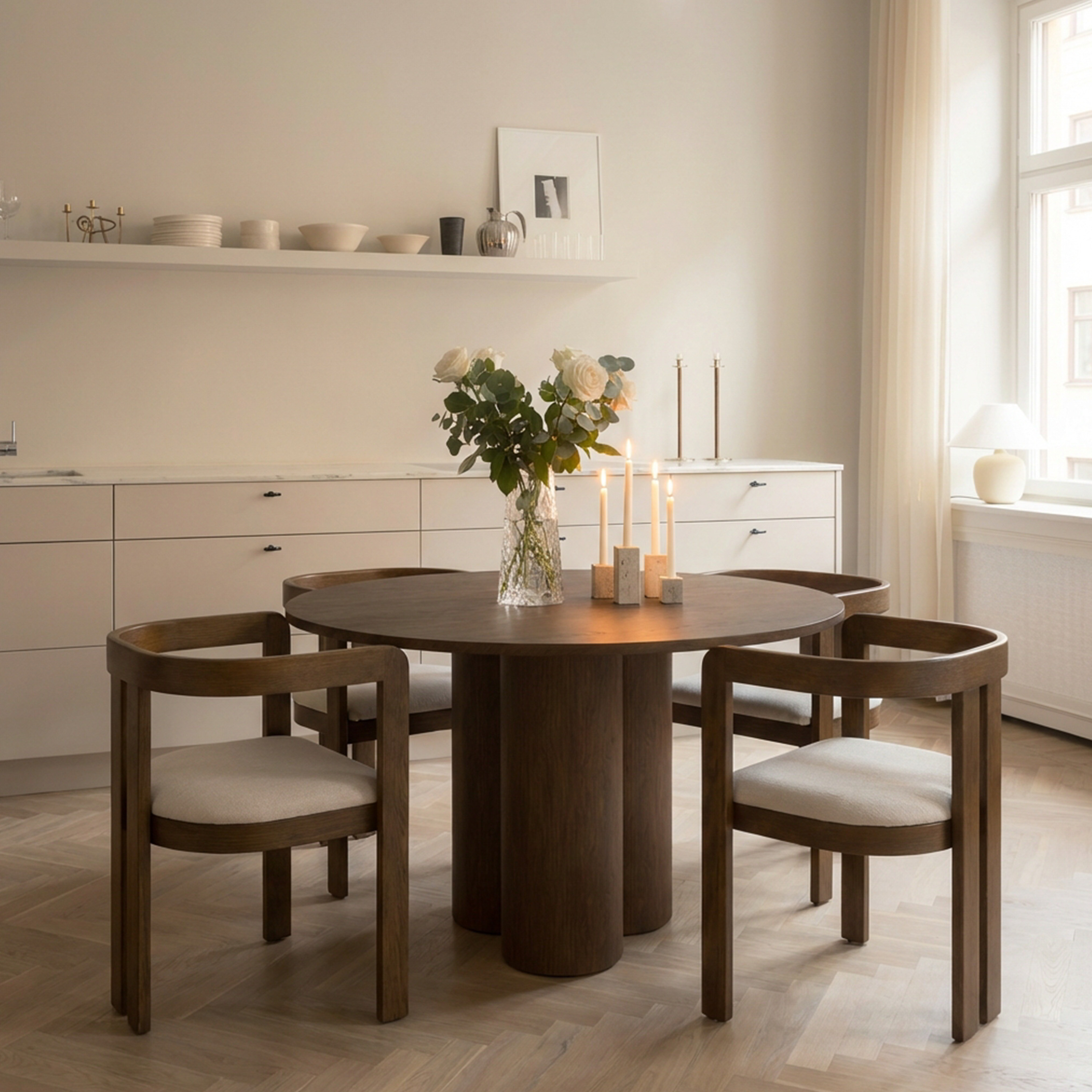 Sleepo Collection Laura Dining Table Brown Stained Oak Ø130