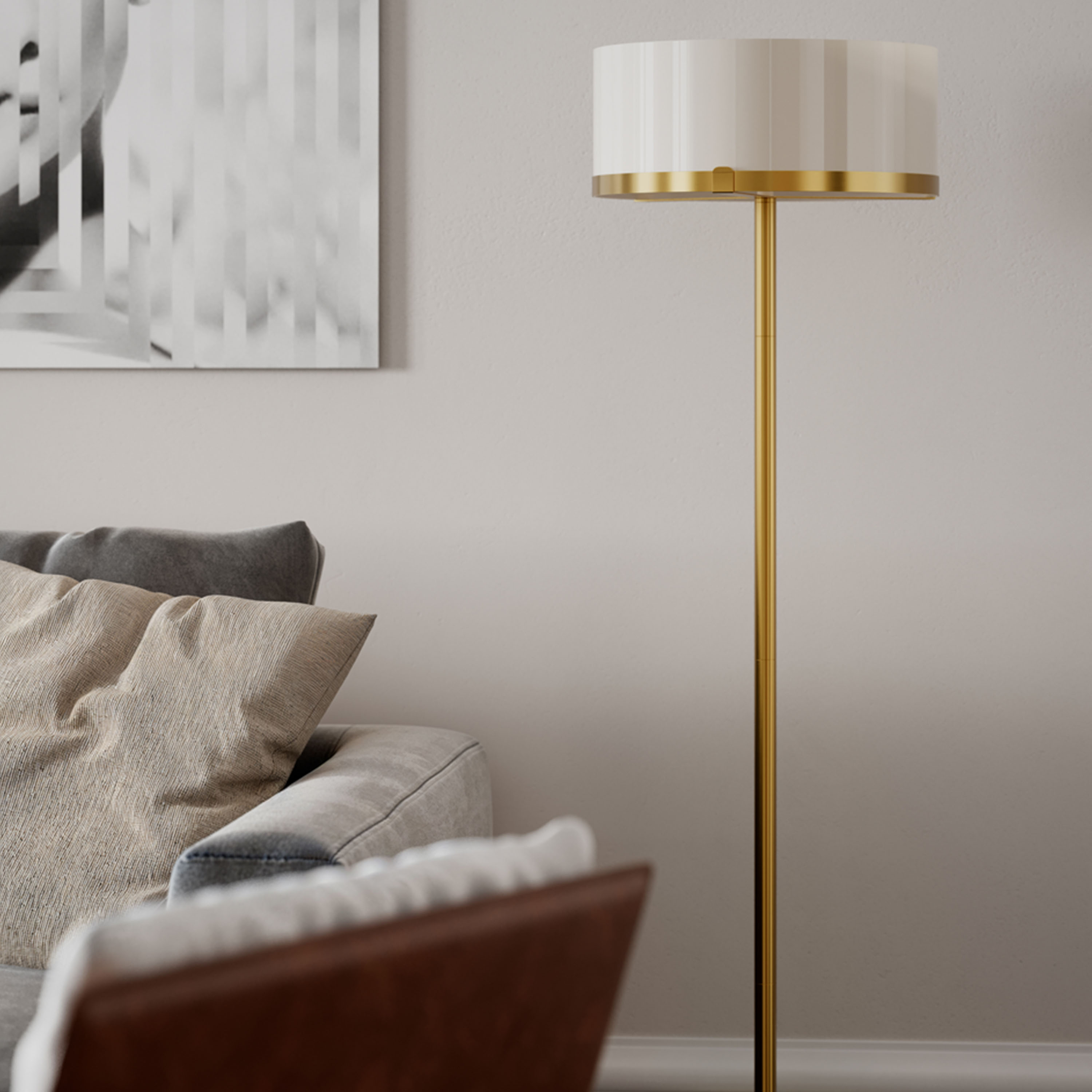 By Rydéns Marcel Golvlampa Vit/Mässing 150cm