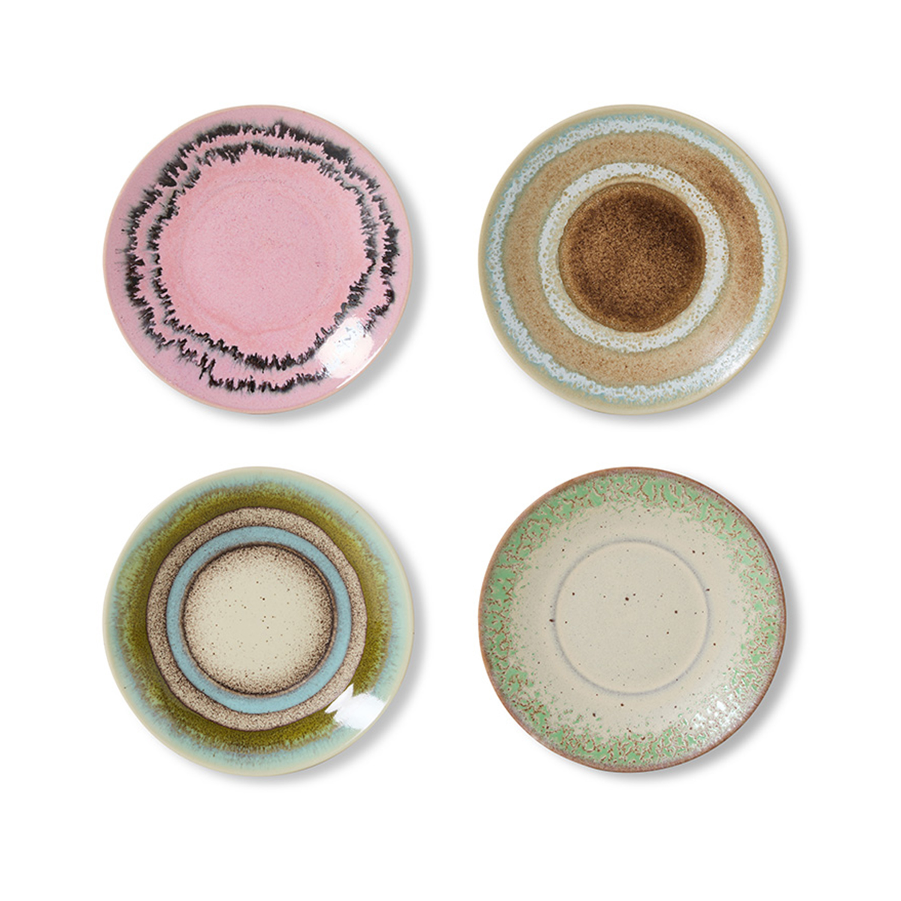 HKliving 70s Ceramics Pienet lautaset Doodle 4 kpl