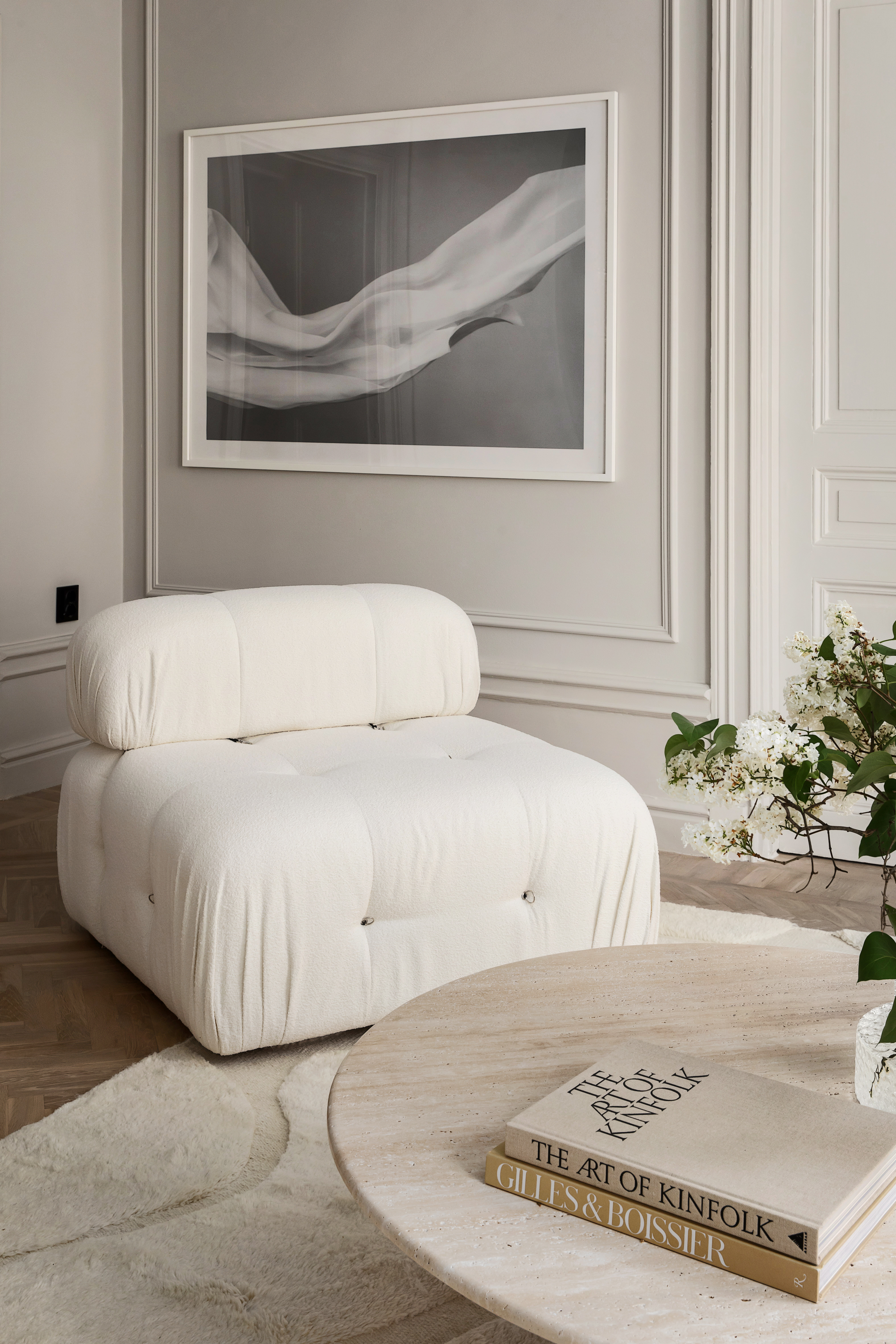 Sleepo Collection Blanca Keskimmäinen Moduuli White Bouclé