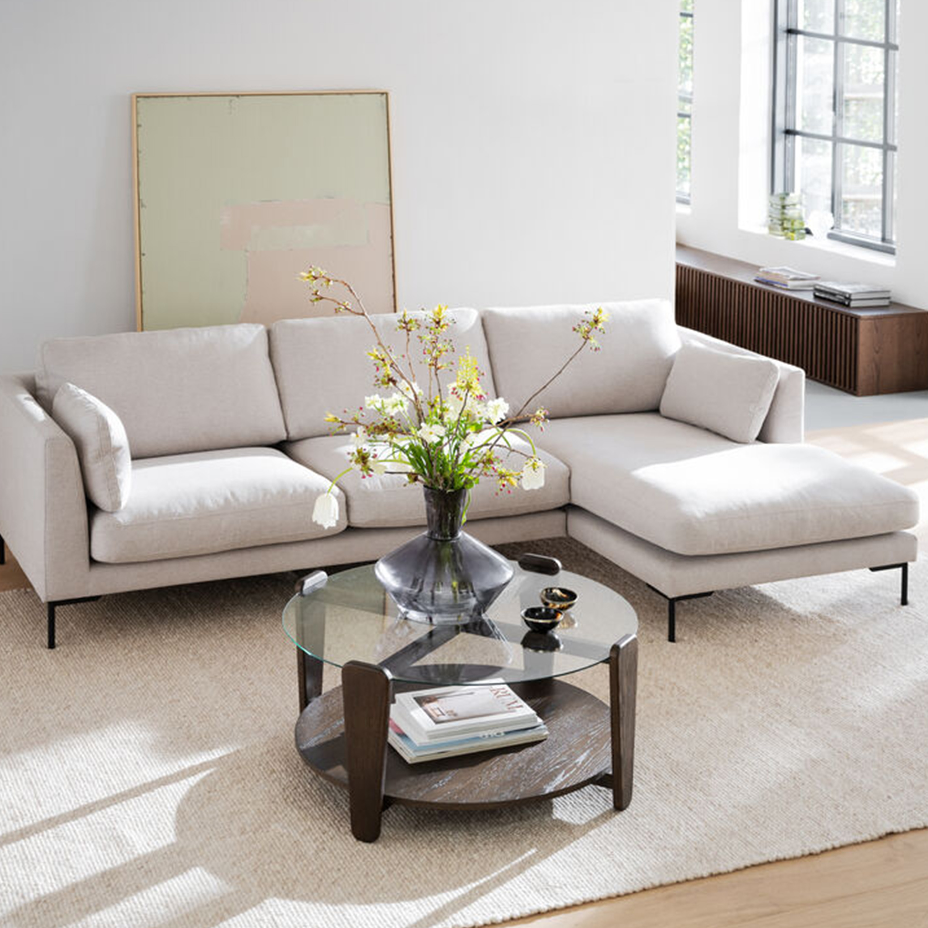 Rowico Home Corwin 3,5-sits Soffa Schäslong Höger Beige