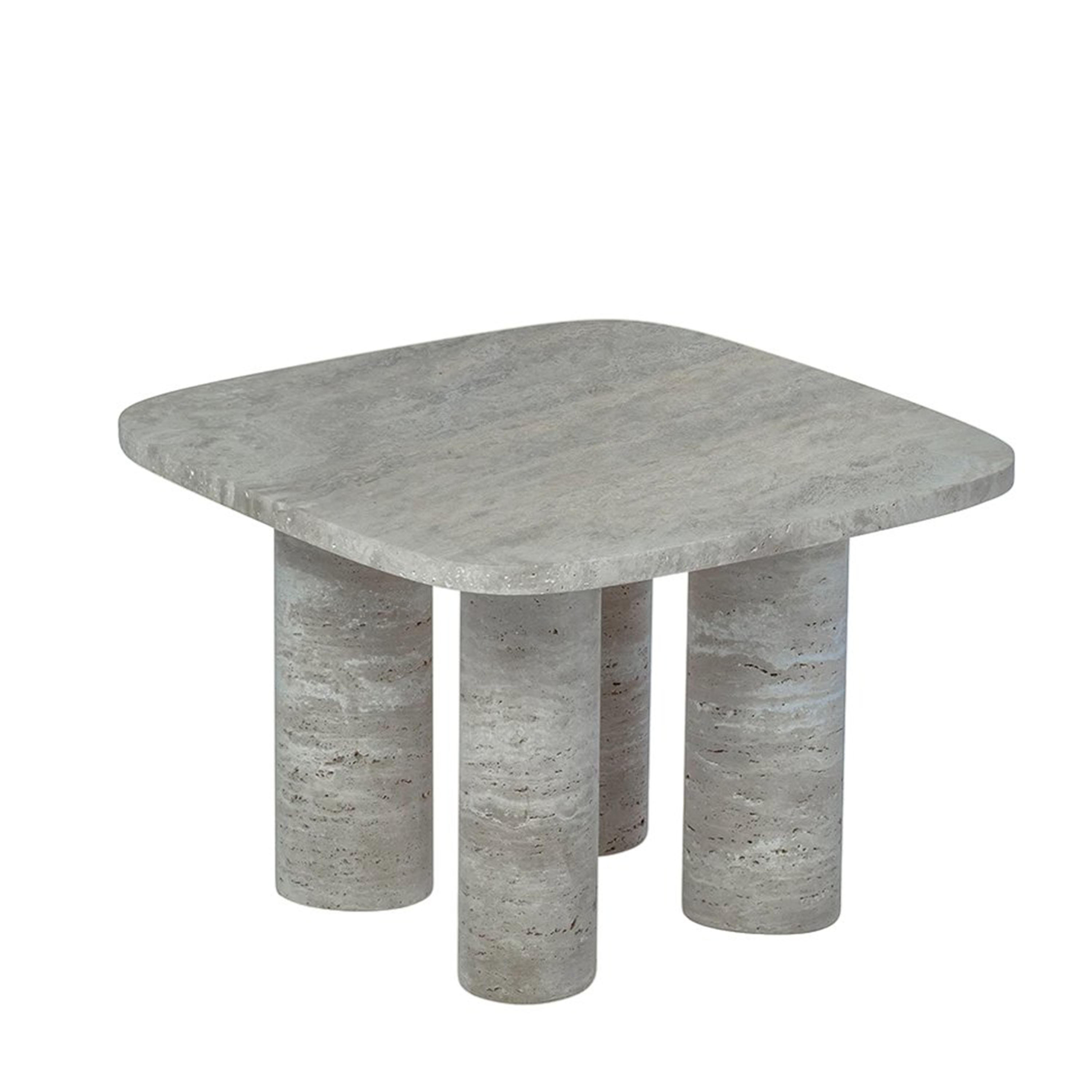 Blomus Volos Sidebord Sølv Travertin 52x52