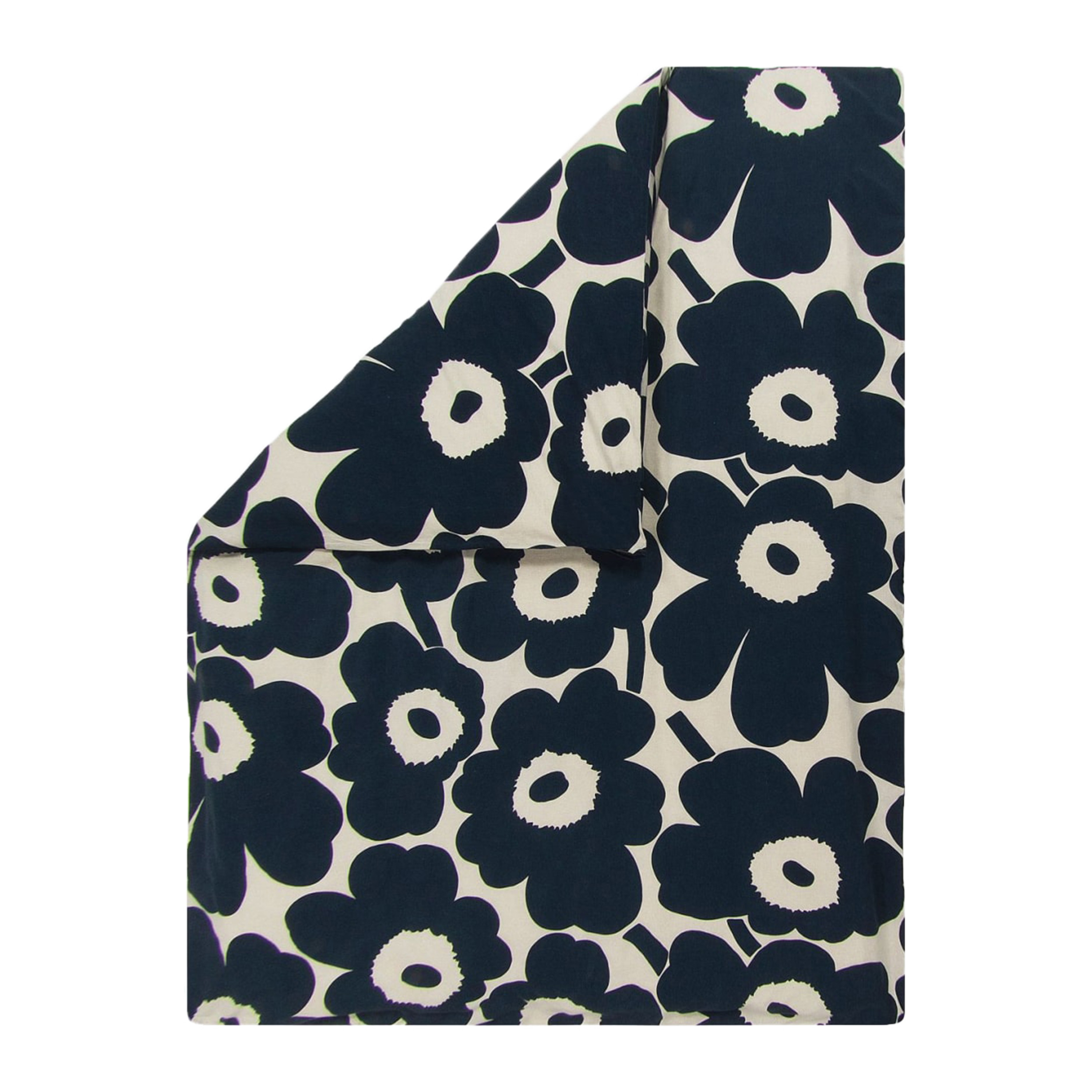 Marimekko - Unikko Påslakan Bomull/Linne Mörkblå Enkel