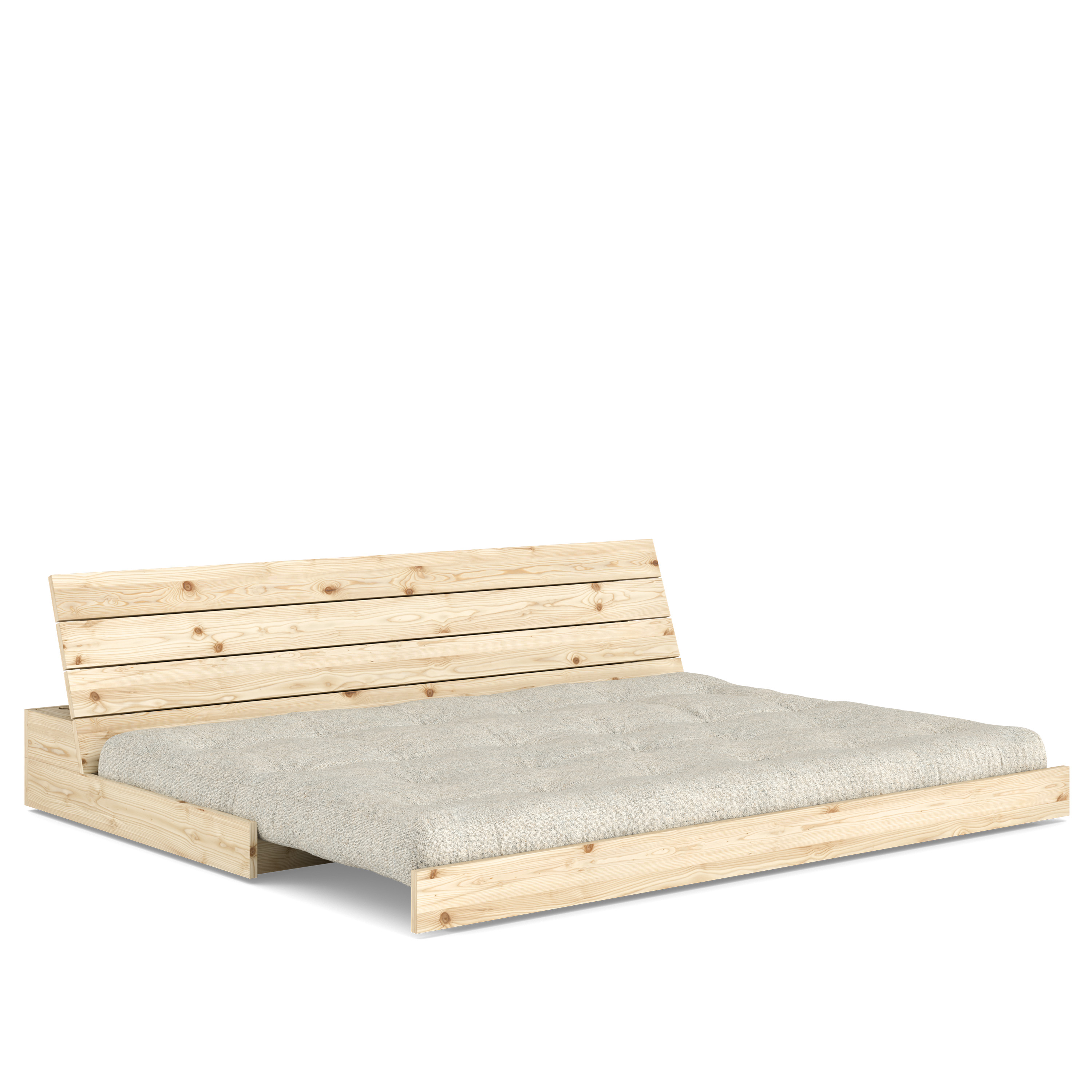 Karup Design Base Bäddsoffa Clear Lacquered/Soft Chalk 196cm