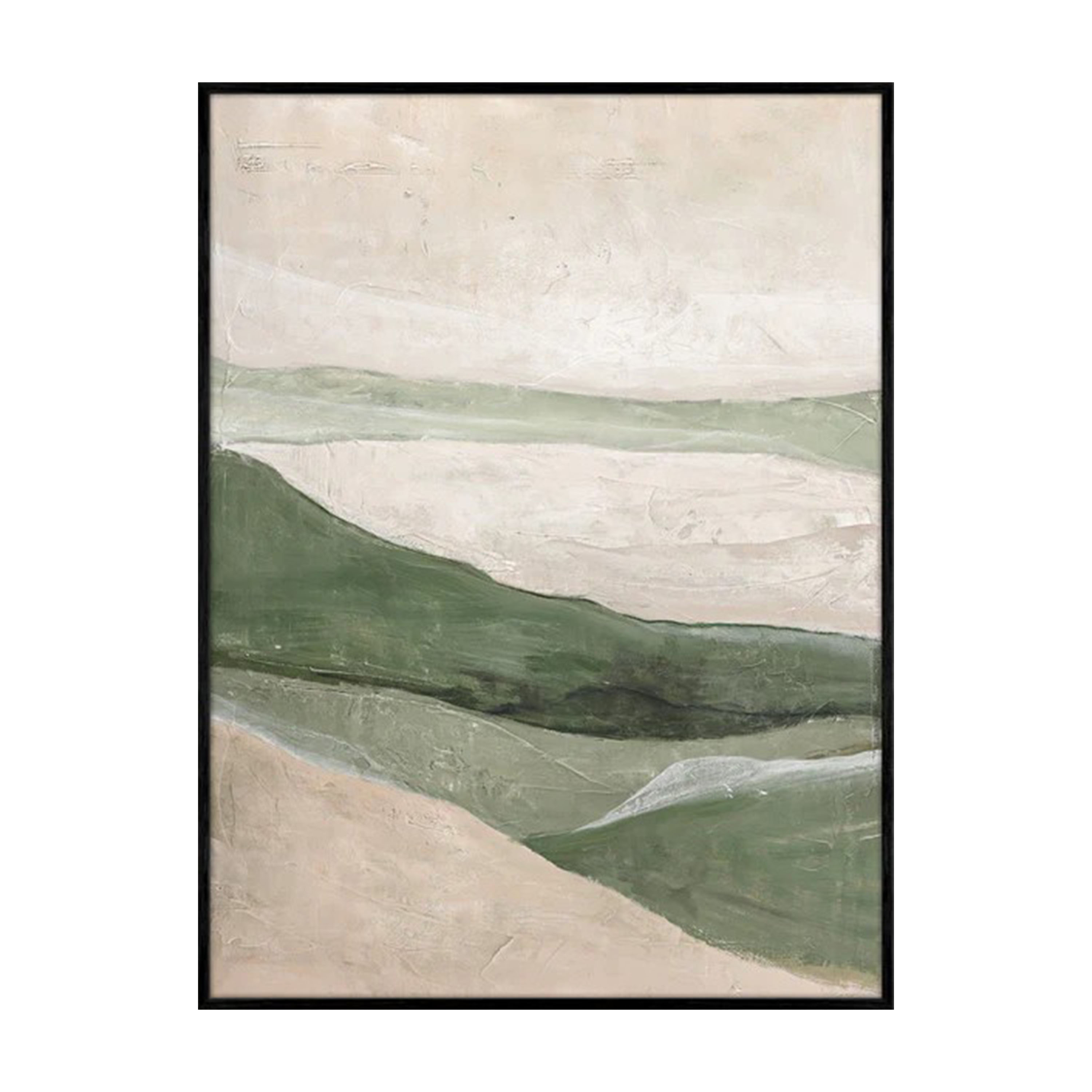 Malerifabrikken - Green Field Bilde Sort Ramme 90x120 - Hvit  - Bilder