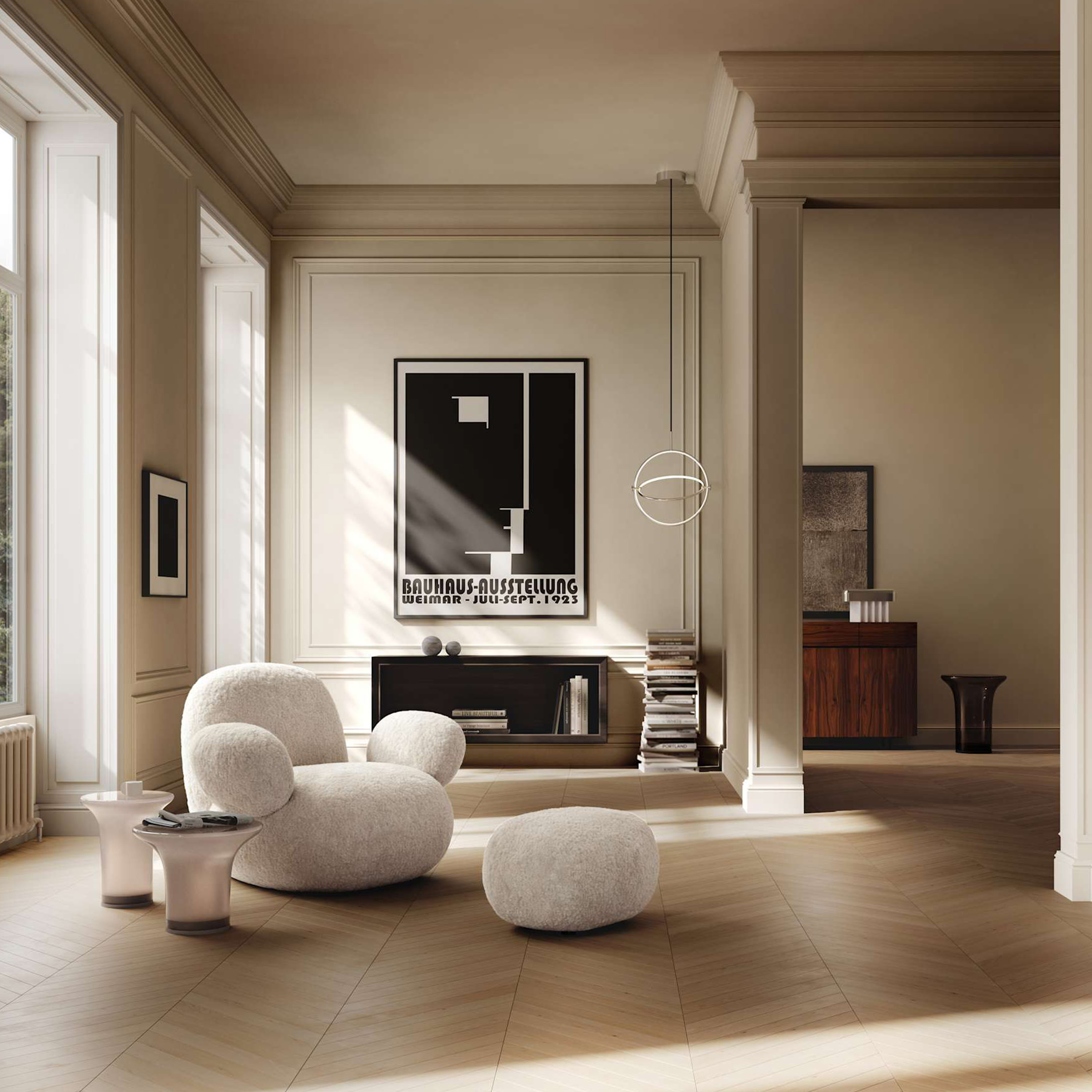 101 Copenhagen Toe Ottoman Fotskammel Saueskinn Sandshell 60x45