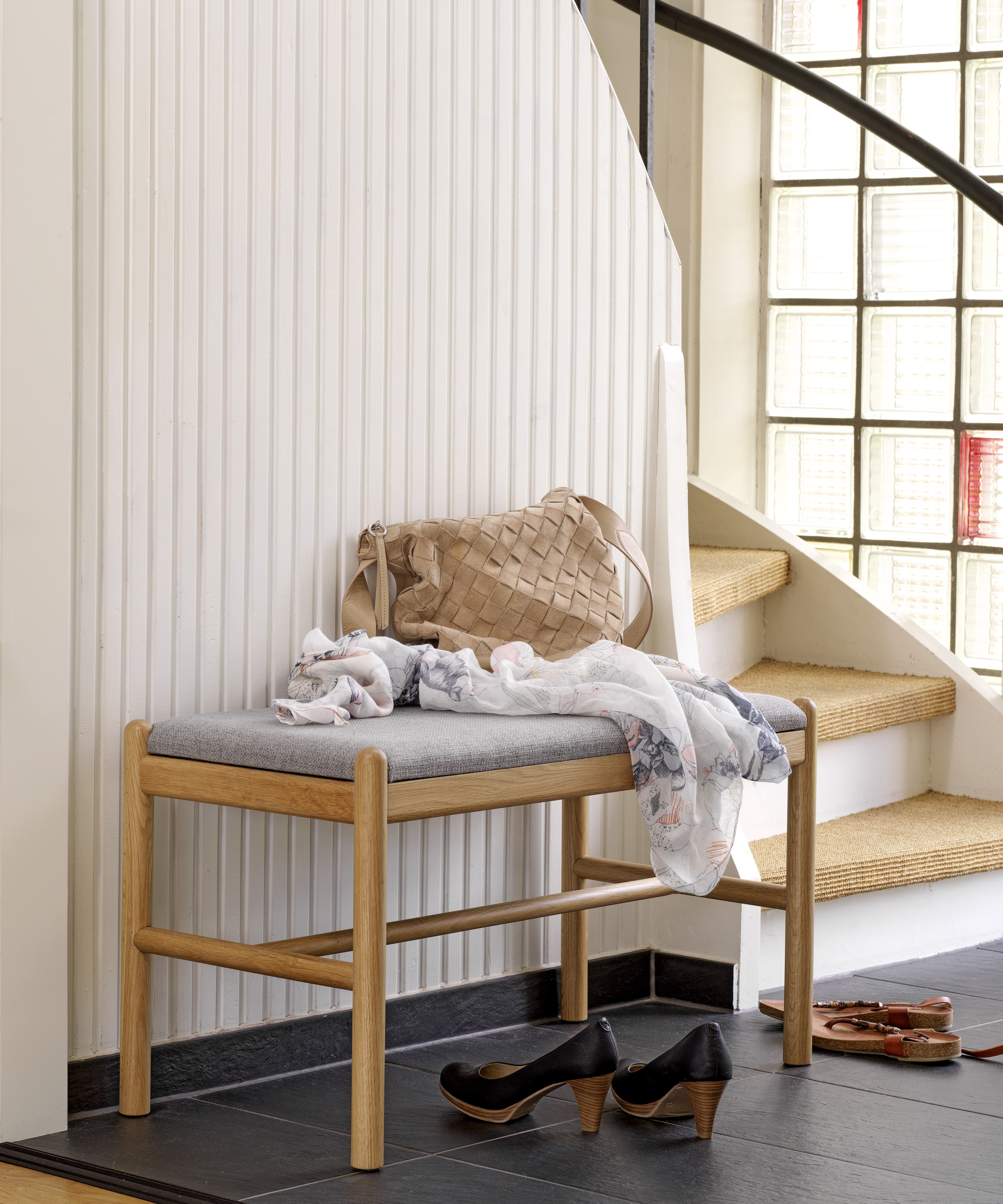 Rowico Home Milford Sitzbank Eiche/Grau