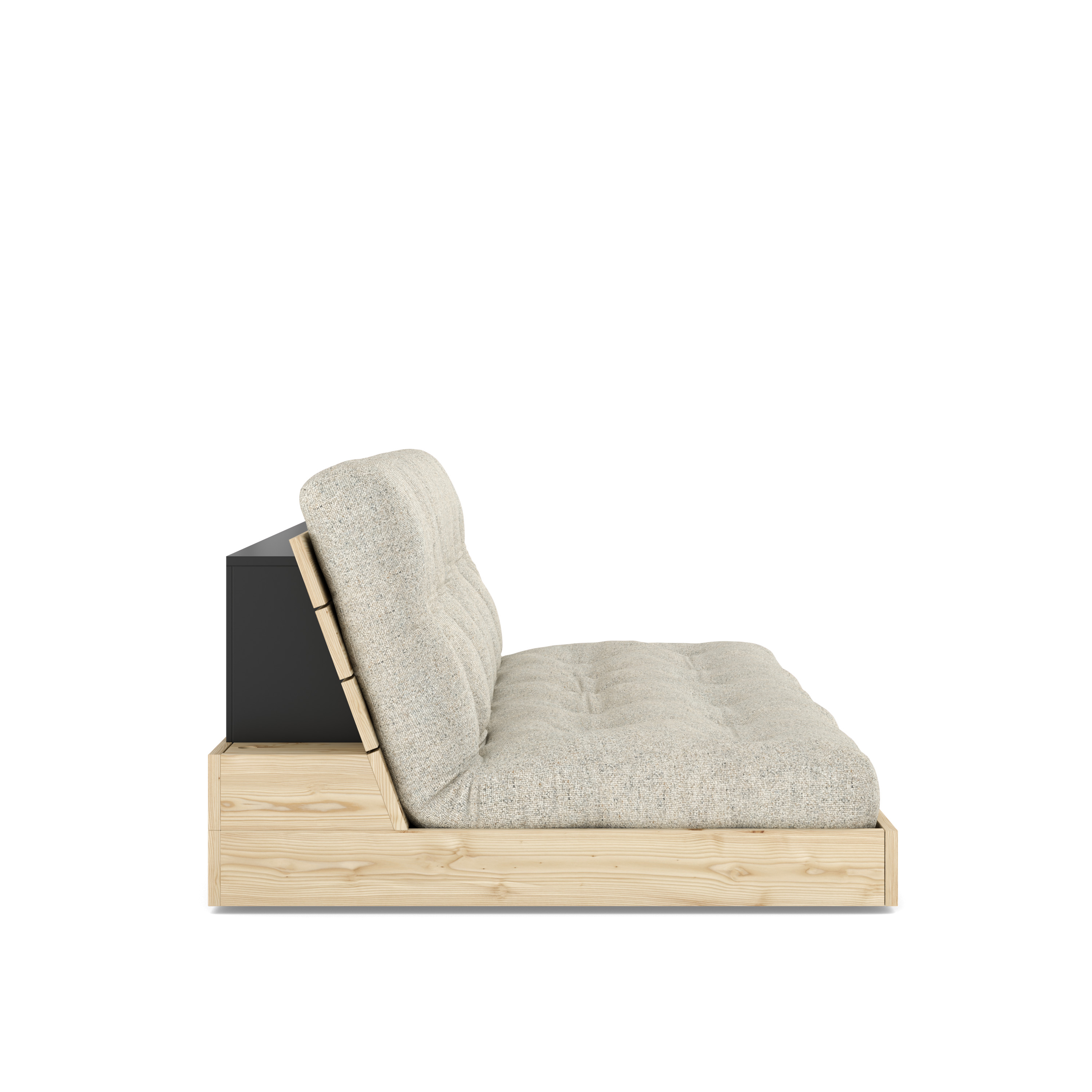 Karup Design Base Bäddsoffa Clear Lacquered/Soft Chalk 196cm