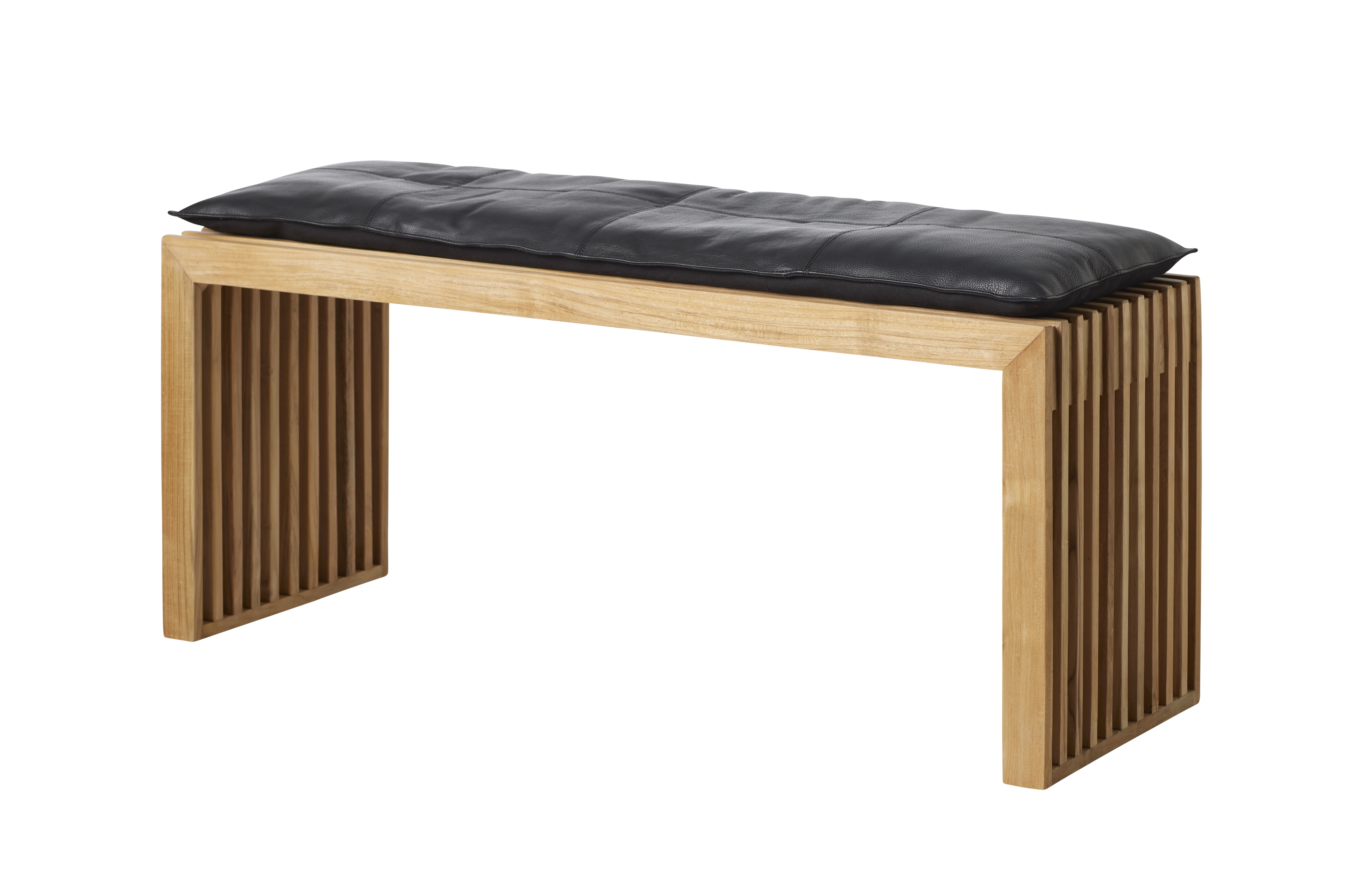 Cinas - Rib Bänk Teak/Black 104cm - Svart
