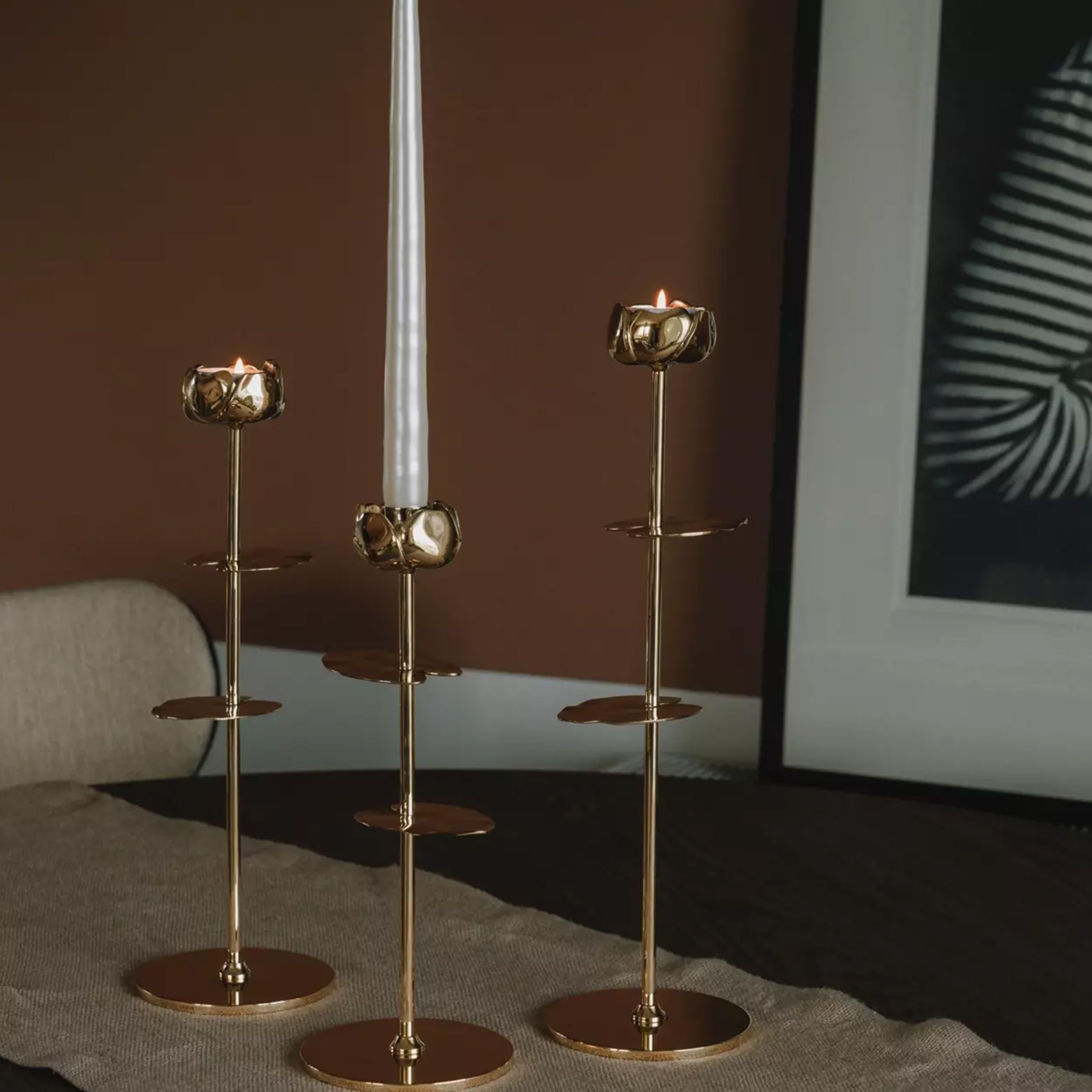 Hilke Collection Ninfea Alta Ljusstake Mässing 30cm