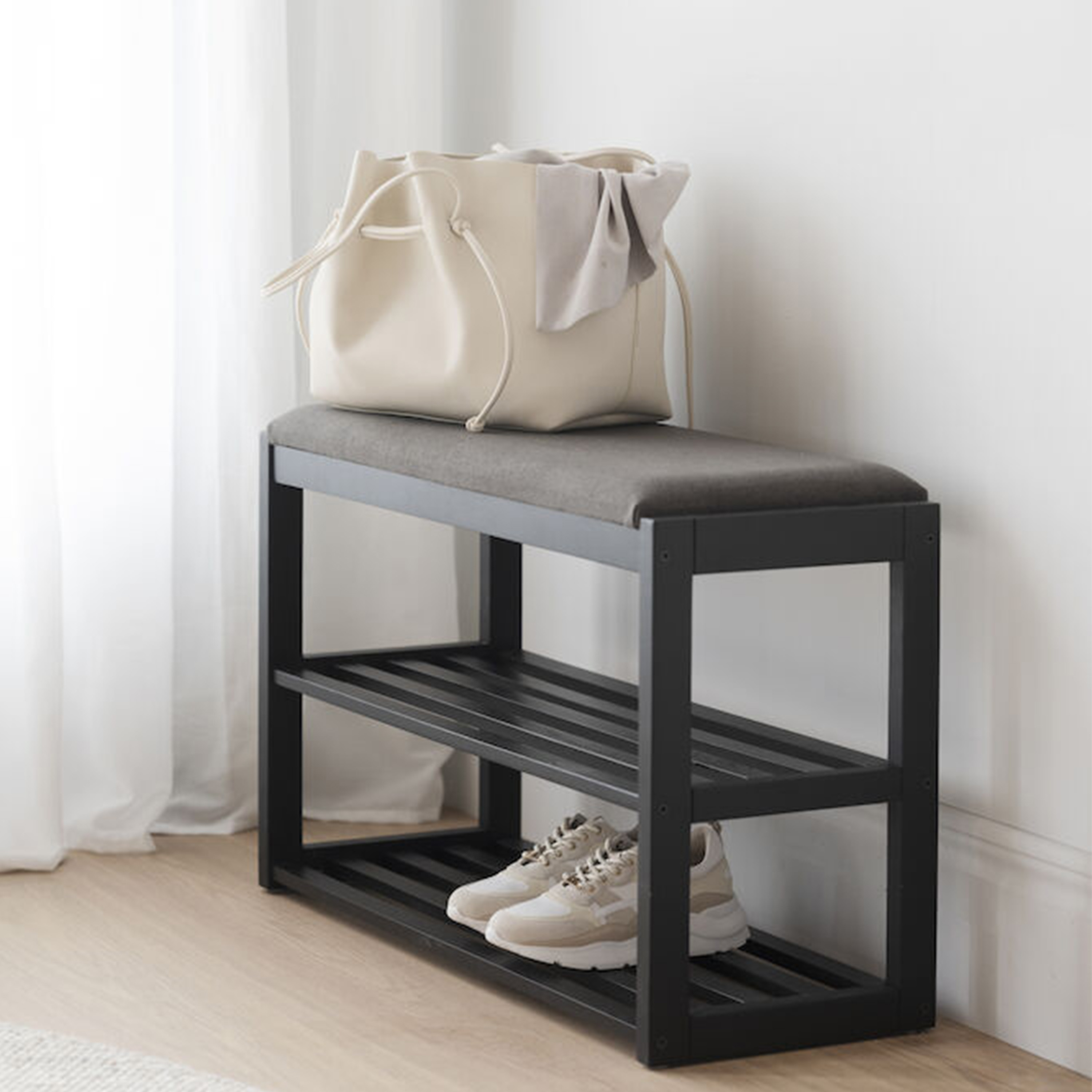 Rowico Home Confetti Skoställ/Sittbänk Svart/Mörkgrå
