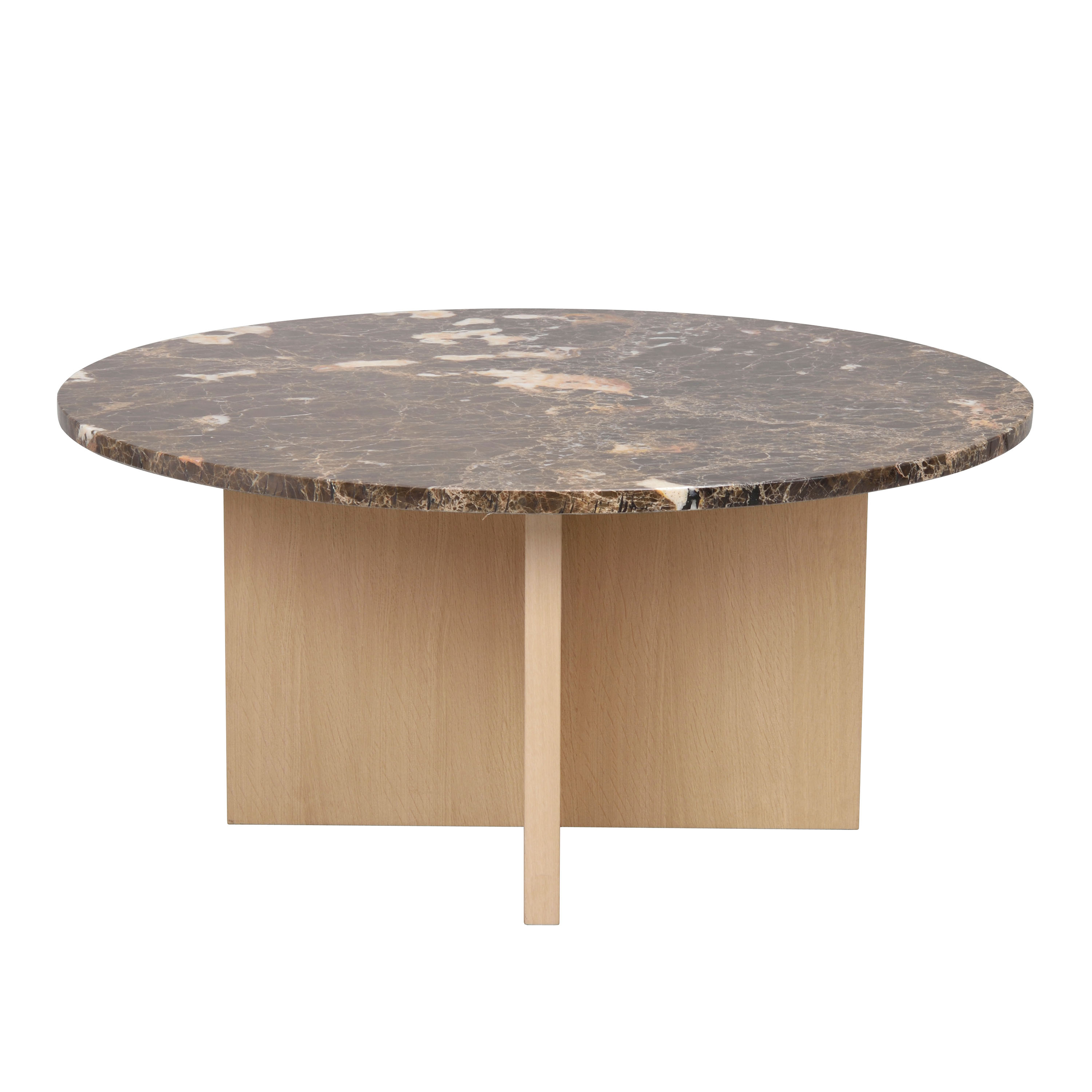 Brooksville Couchtisch Braun Marmor/Weiß pigmentiert Ø90