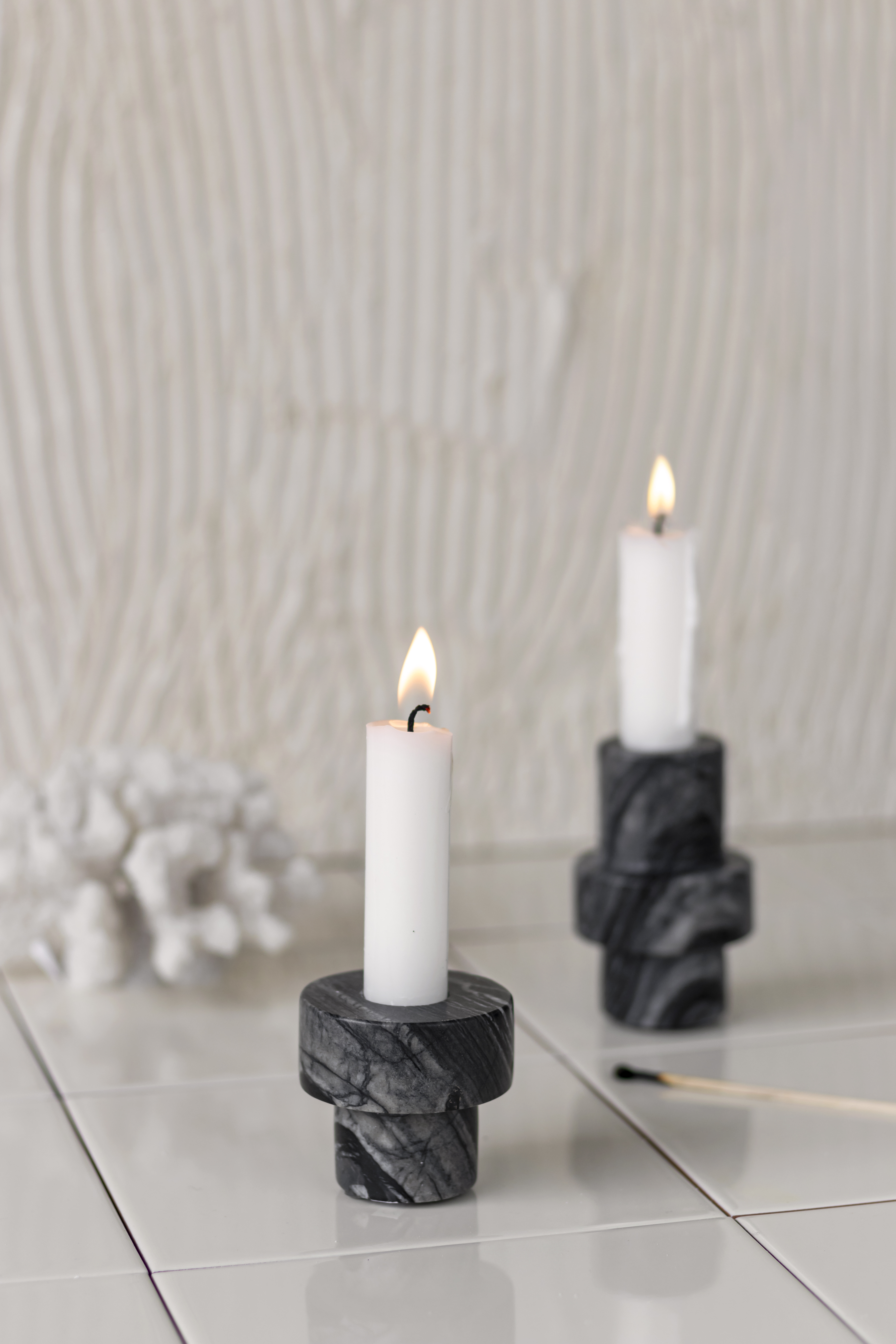 Mette Ditmer Marble Ljusstake Grey S