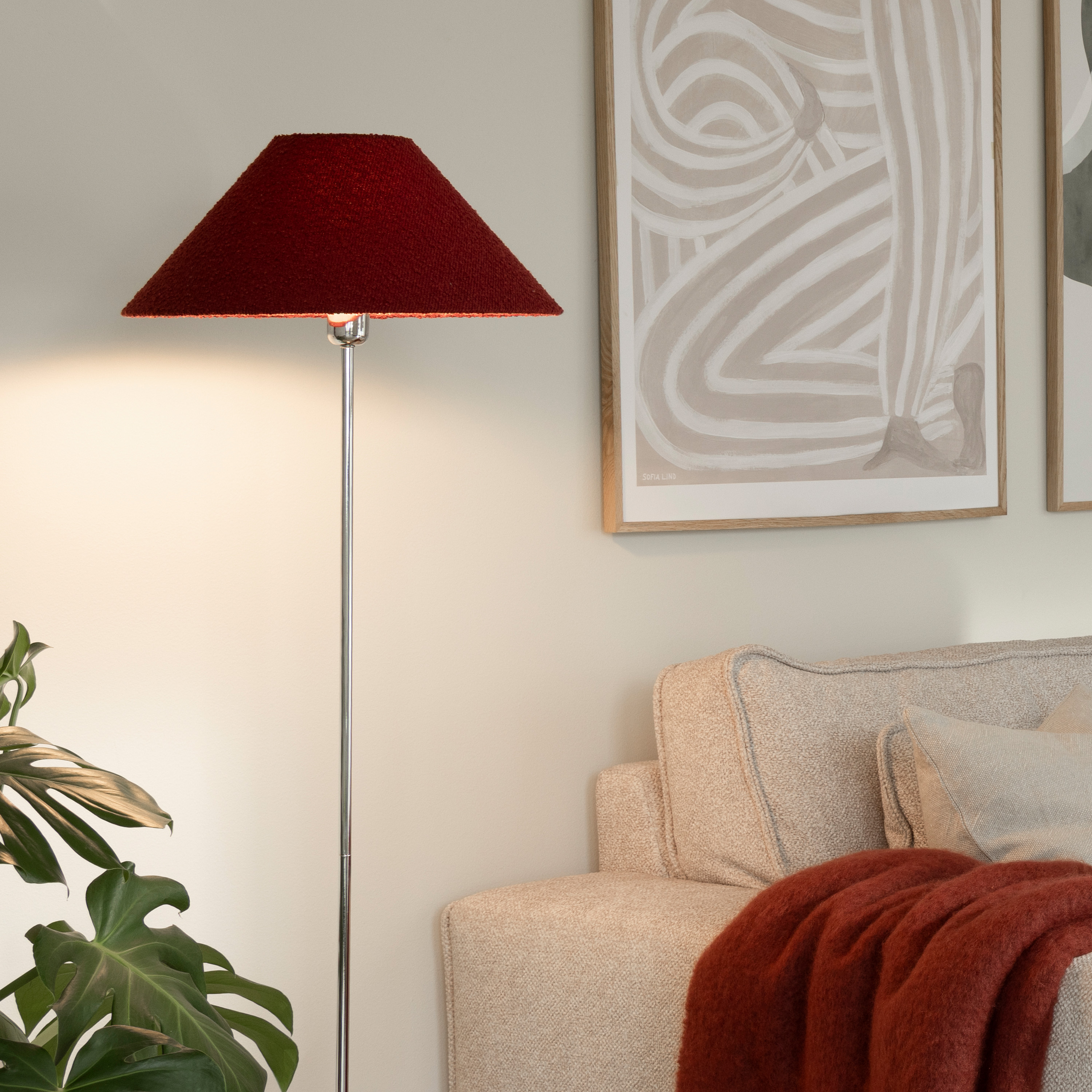 Globen Lighting Iris Lampskärm Bouclé Burgundy 45cm