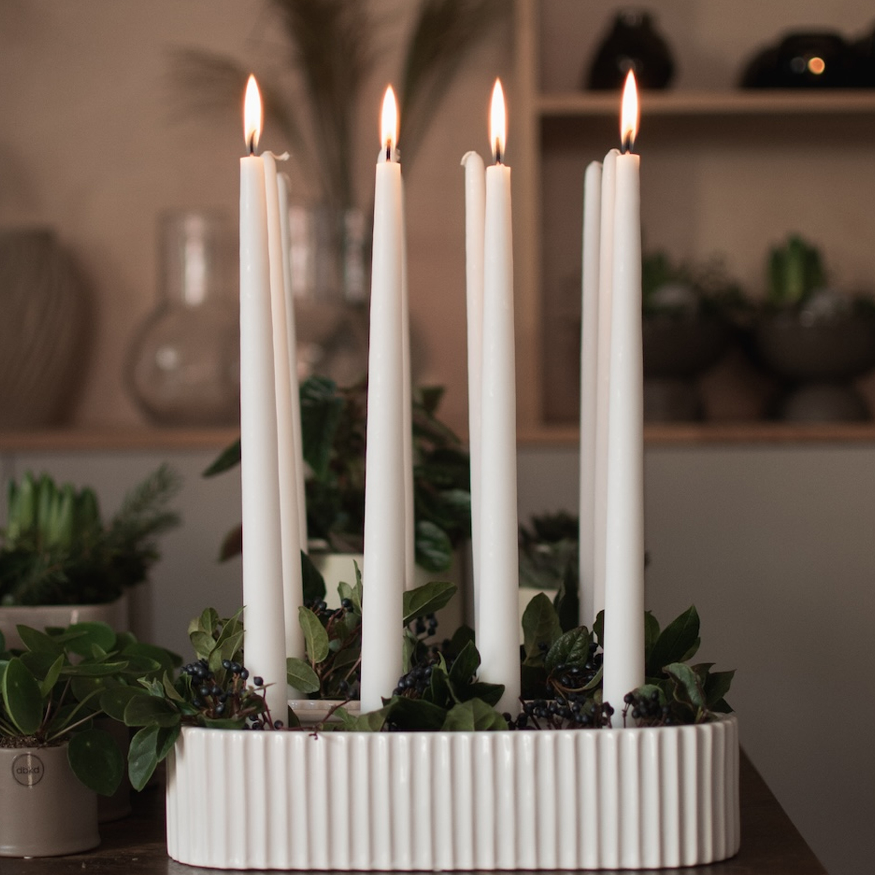 DBKD Stripe Adventskranz Glänzendes Weiß