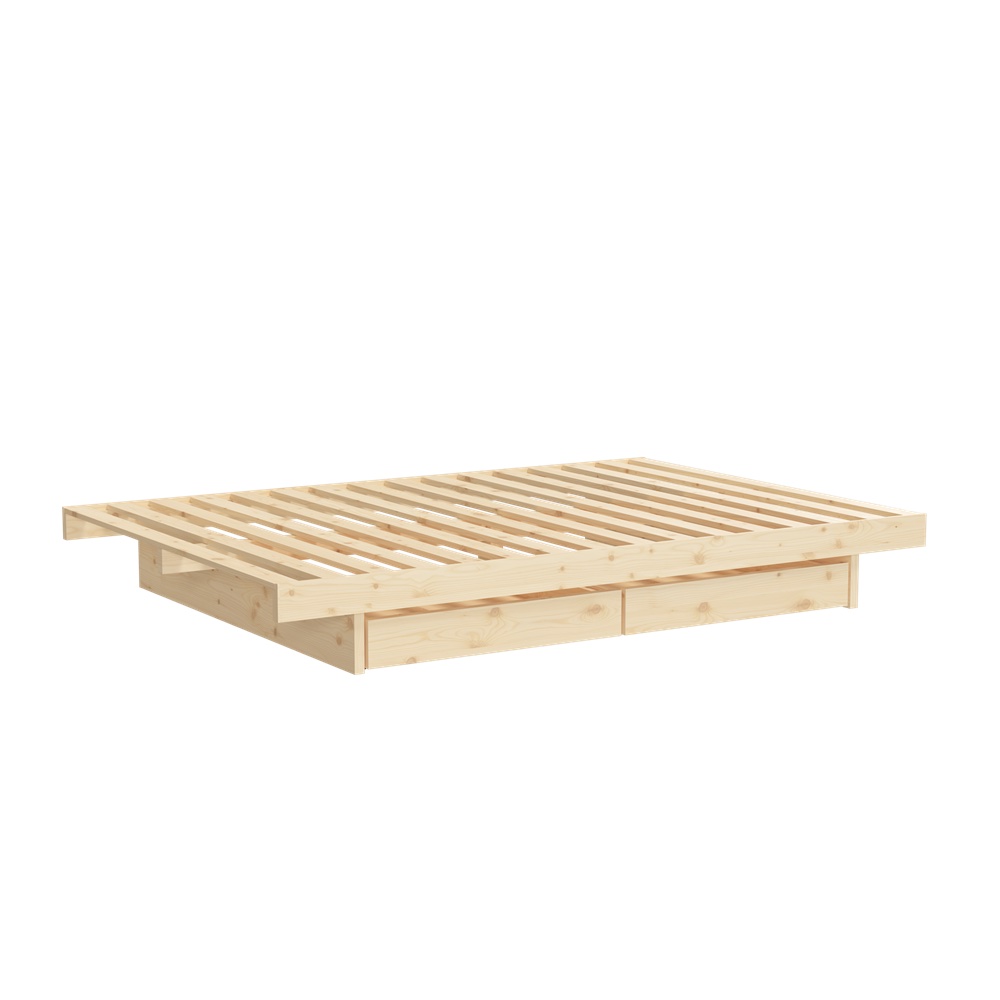 Karup Design - Kanso Sänkyrunko Sisältäen 4 Laatikkoa Raw 140cm Puu - Furu - Sängynrungot