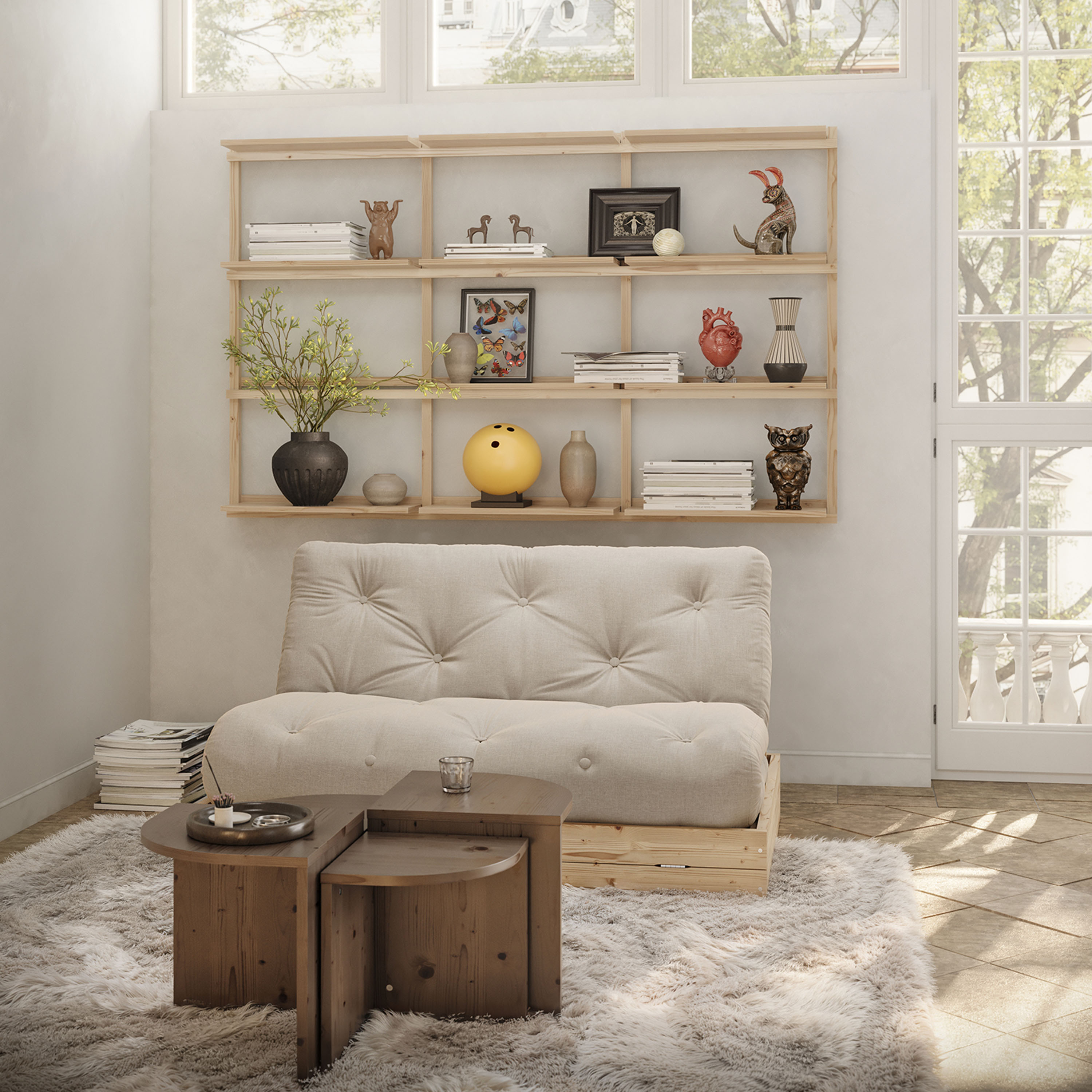 Karup Design Flip Vuodesohva Raw patjalla Linen 140x200