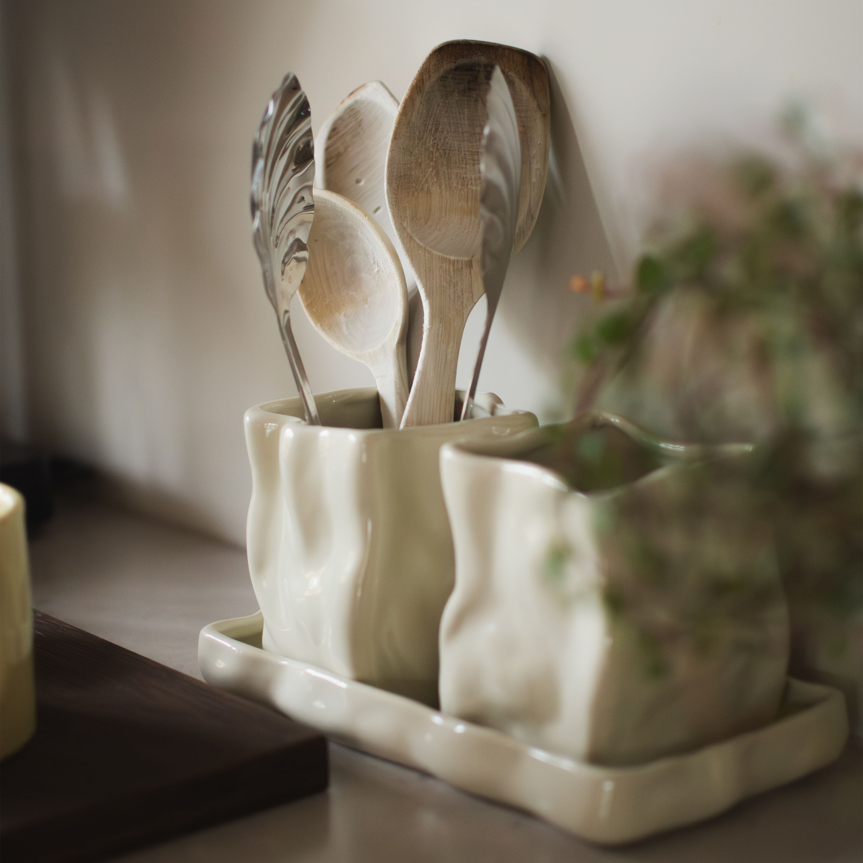 DBKD Herb Kruka Shiny Creme Ø8 2-pack